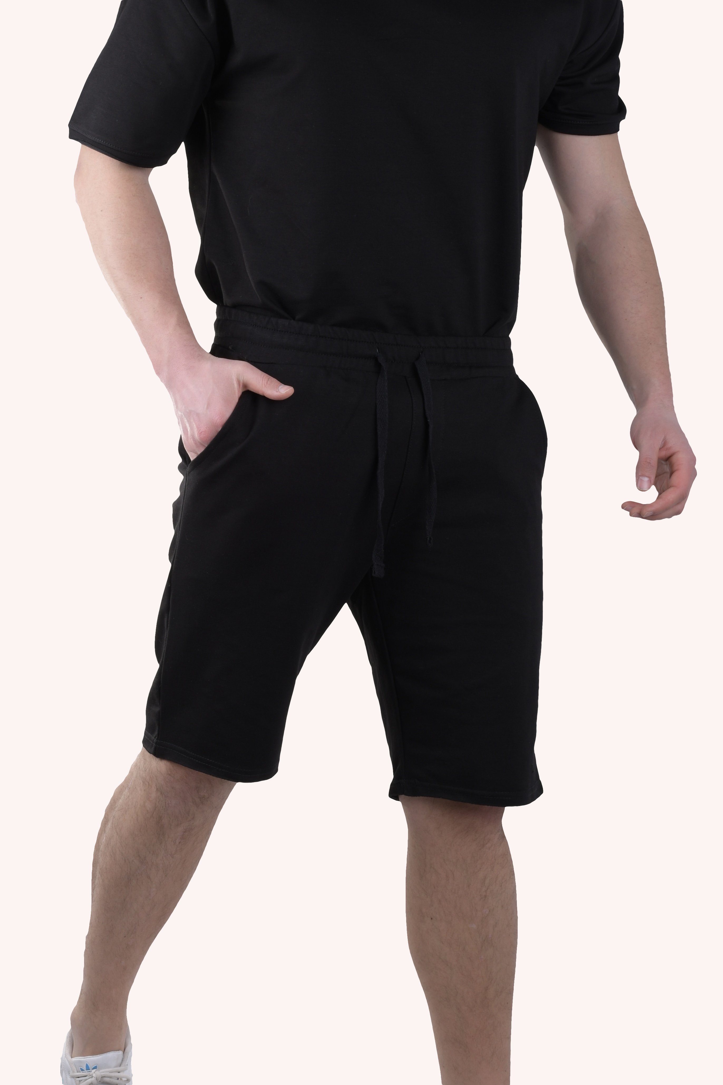 Sporthose Megaman Schwarz Kurze Fitness Shorts Trainingshose Sporthose Sommer Hose JH-5011 Jeans Hose Jogger