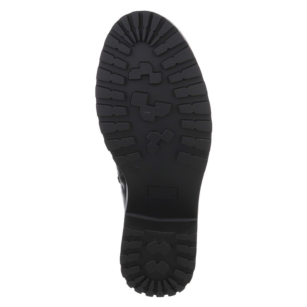 Ital-Design Stylischer Damen-Stiefel mit Komfort und eleganten Details Chelseaboots (90482598) Blockabsatz Stiefeletten in Schwarz