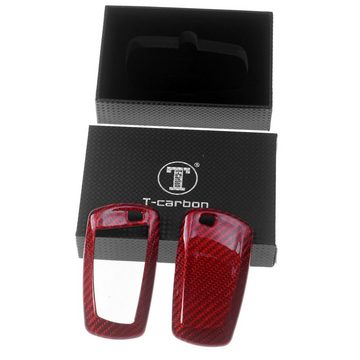 T-Carbon Schlüsseltasche Auto Schlüssel Carbon-Optik Schutz Hülle Rot, für BMW F20 F21 F22 F23 F30 F31 F34 F32 F26 F25 KEYLESS SMARTKEY
