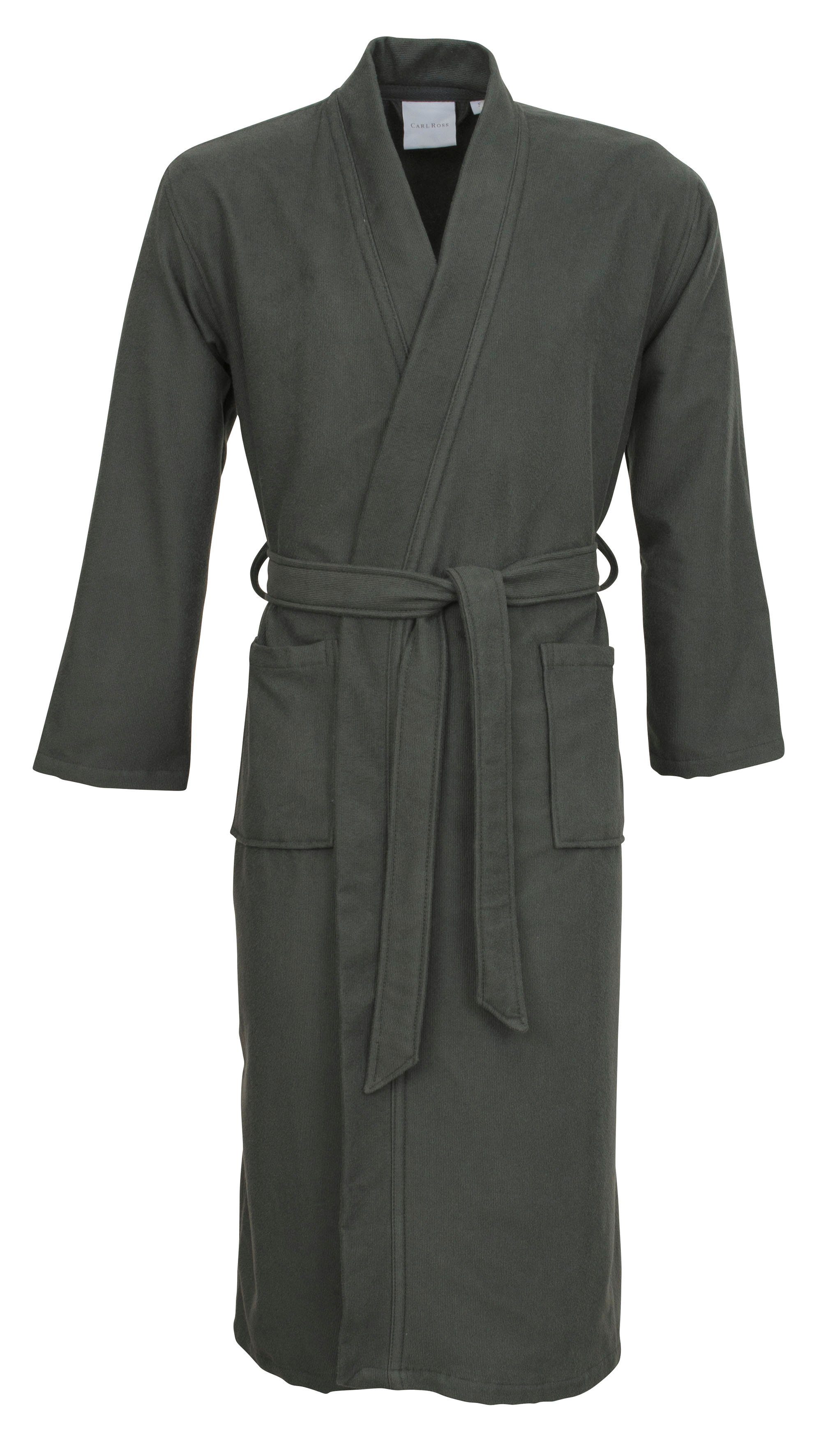 Kimono-Kragen, Unisex-Bademantel pflegeleicht Ross Gürtel, Baumwoll-Mix, graphite Langform, 35100, besonders Carl