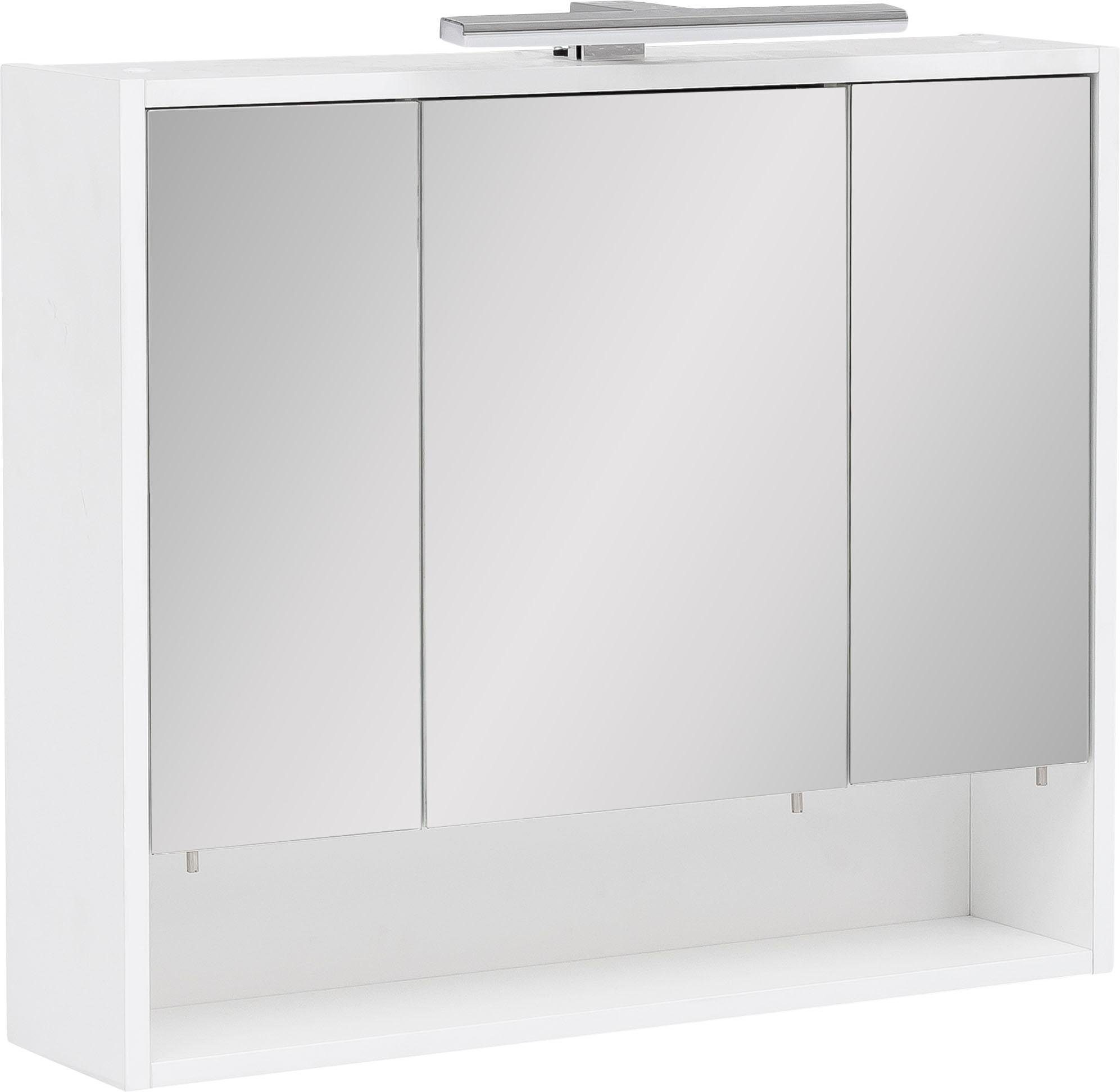 welltime Spiegelschrank Kent Badmöbel. Breite 70 cm, LED-Beleuchtung und Schalter-/Steckdosenbox