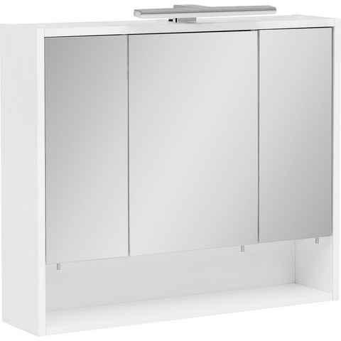 welltime Spiegelschrank Kent Badmöbel. Breite 70 cm, LED-Beleuchtung und Schalter-/Steckdosenbox