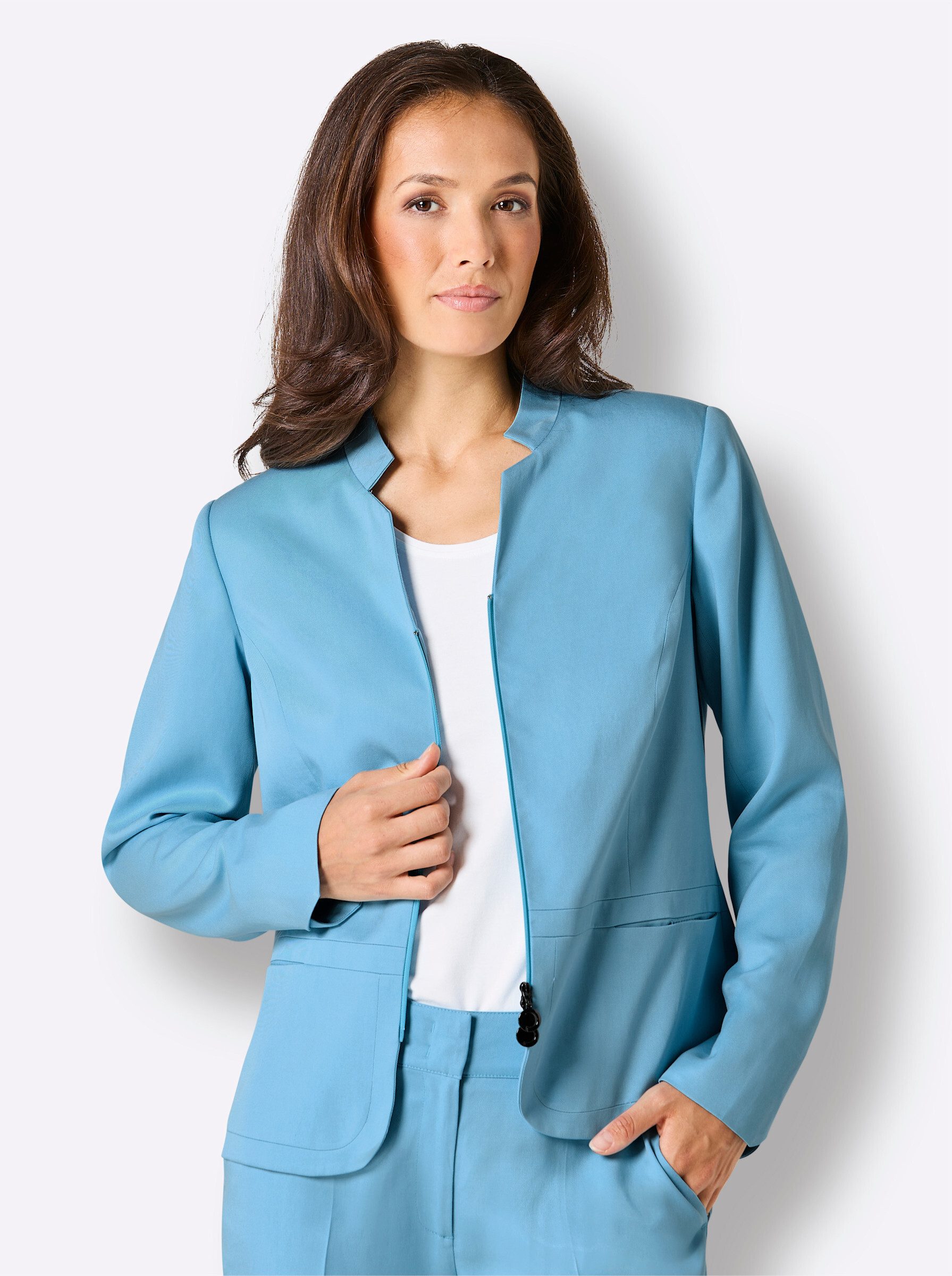 creation L Blusenblazer Lyocell-Leinen-Blazer Langarm