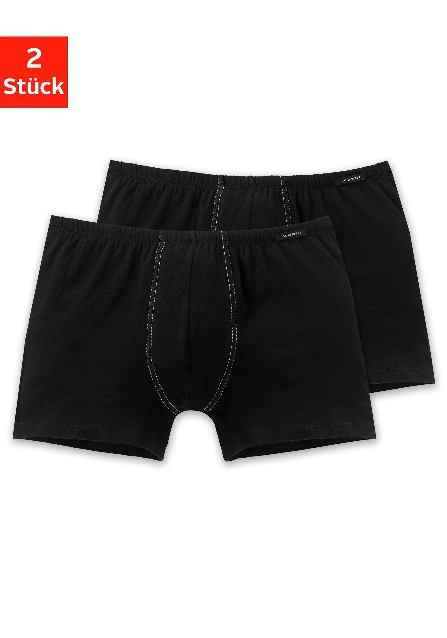 Schiesser Boxer (2er-Pack) mit angenehm weichem Bund Schwarz