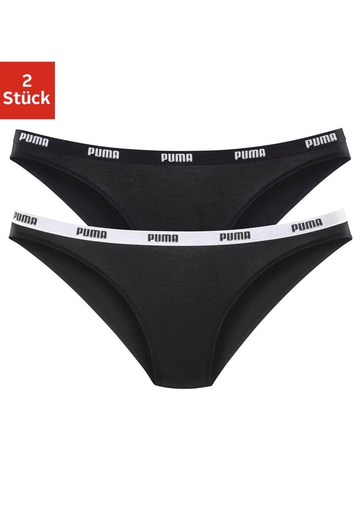 PUMA Bikinislip Iconic (Packung, 2-St) mit schmalem Logo-Webbündchen