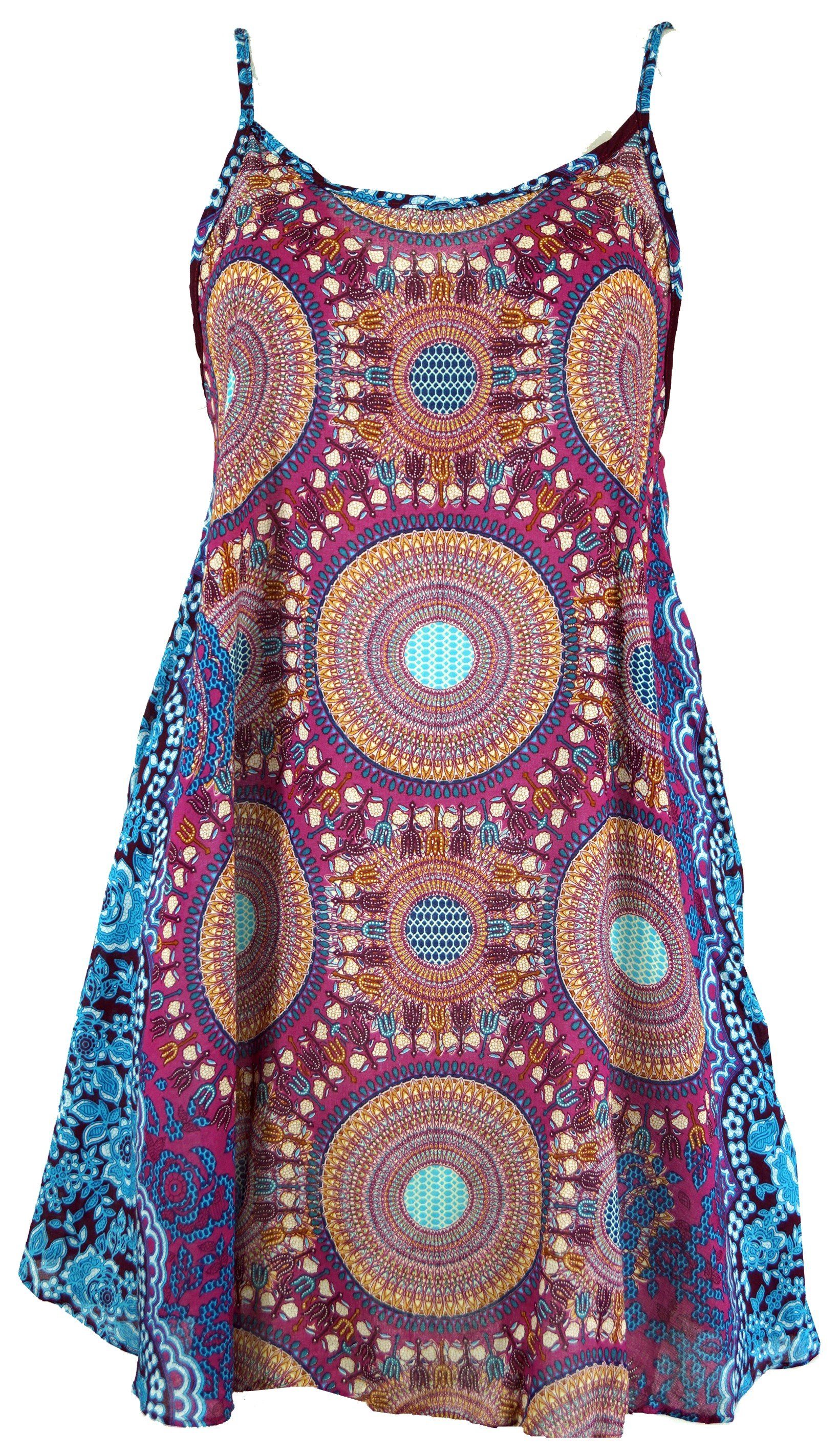 Guru-Shop Midikleid Boho Dashiki Minikleid, Trägerkleid,.. alternative Bekleidung