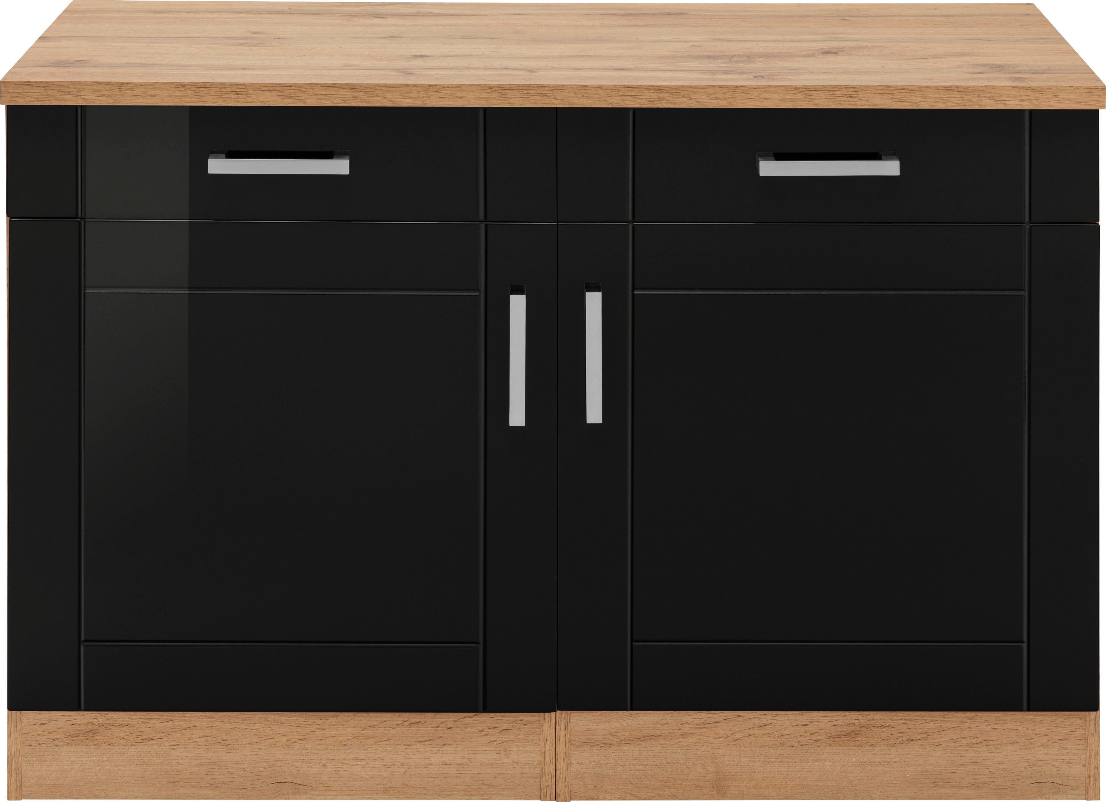 KOCHSTATION Unterschrank KS-Tinnum 120 cm breit, Metallgriffe, MDF Fronten, 2 Schubkästen, 2 Türen – Bild 3 von 5