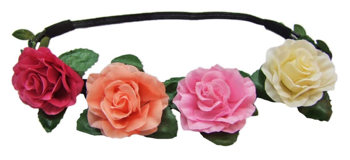 Trachtenland Kostüm Blumen Haarband mit Rosen - Bunt