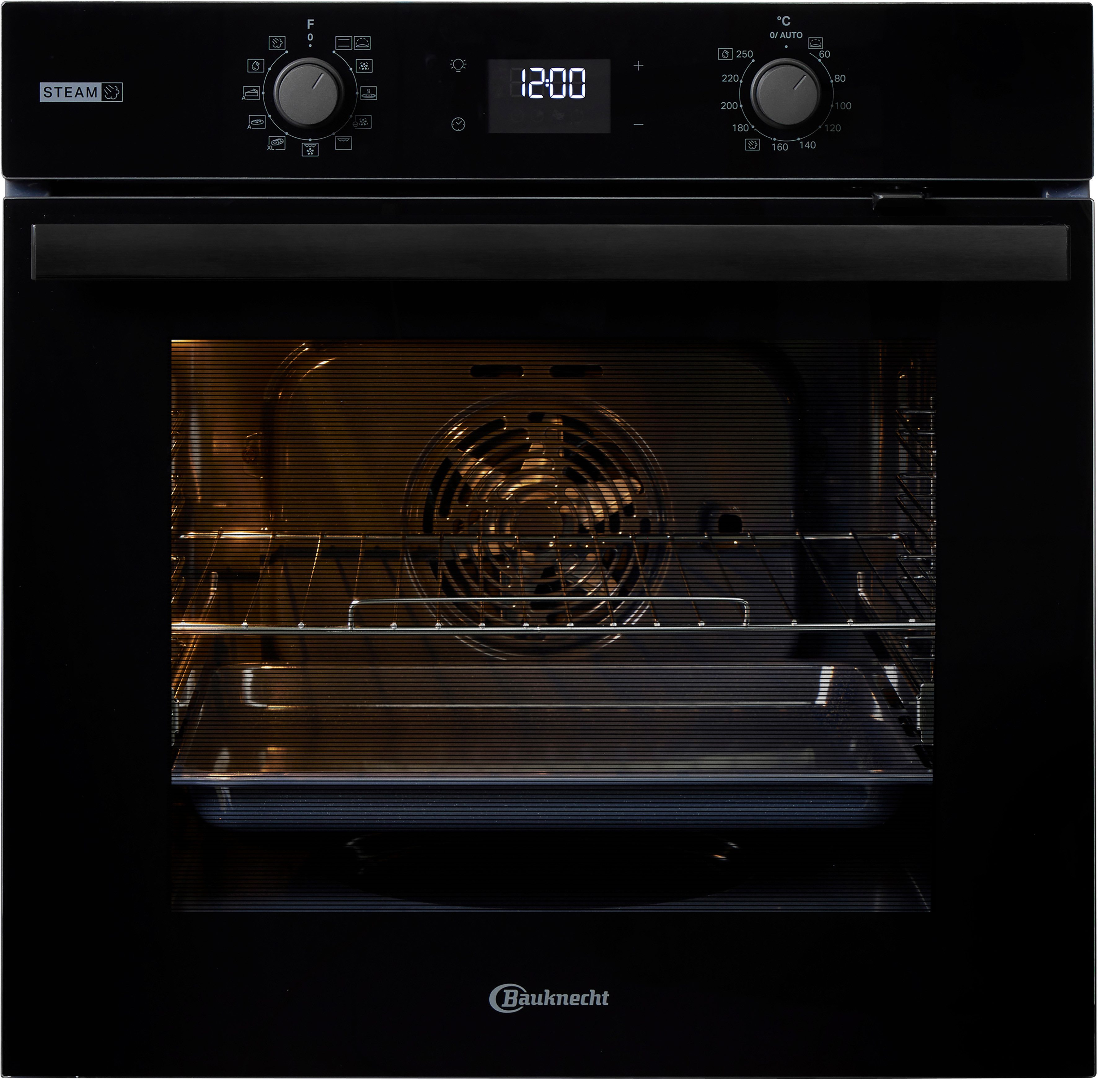 BAUKNECHT Backofen-Set BAKO 760 Steam, mit 1-fach-Teleskopauszug, Hydrolyse, GentleSteam – für ein saftiges Inneres und ein knuspriges Äußeres