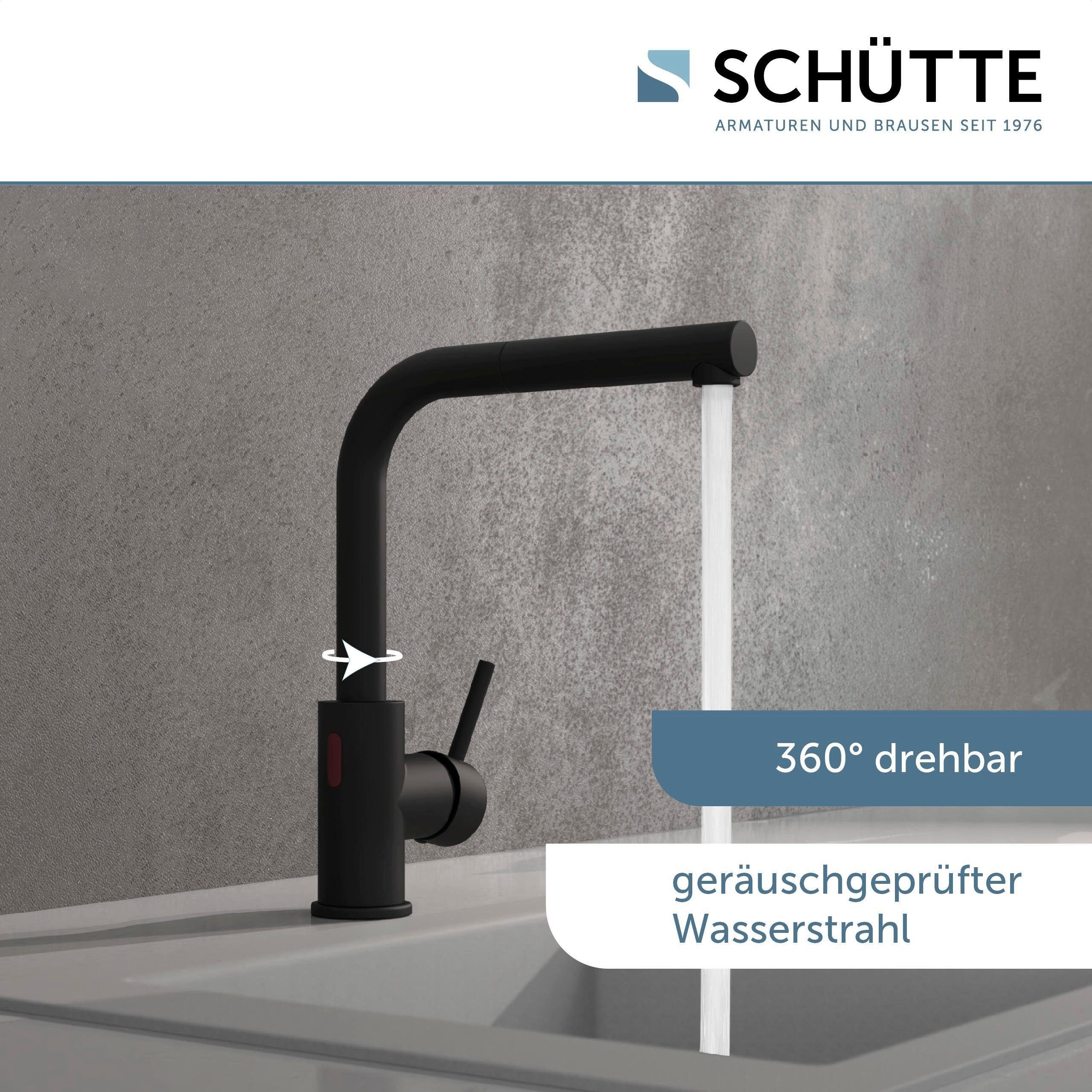 Schütte (1-St) matt /Eco-Click-Fkt. Infrarottechnologie/Cold-Start-Fkt./360° Spültischarmatur Schwarz schwenkbar VITAL