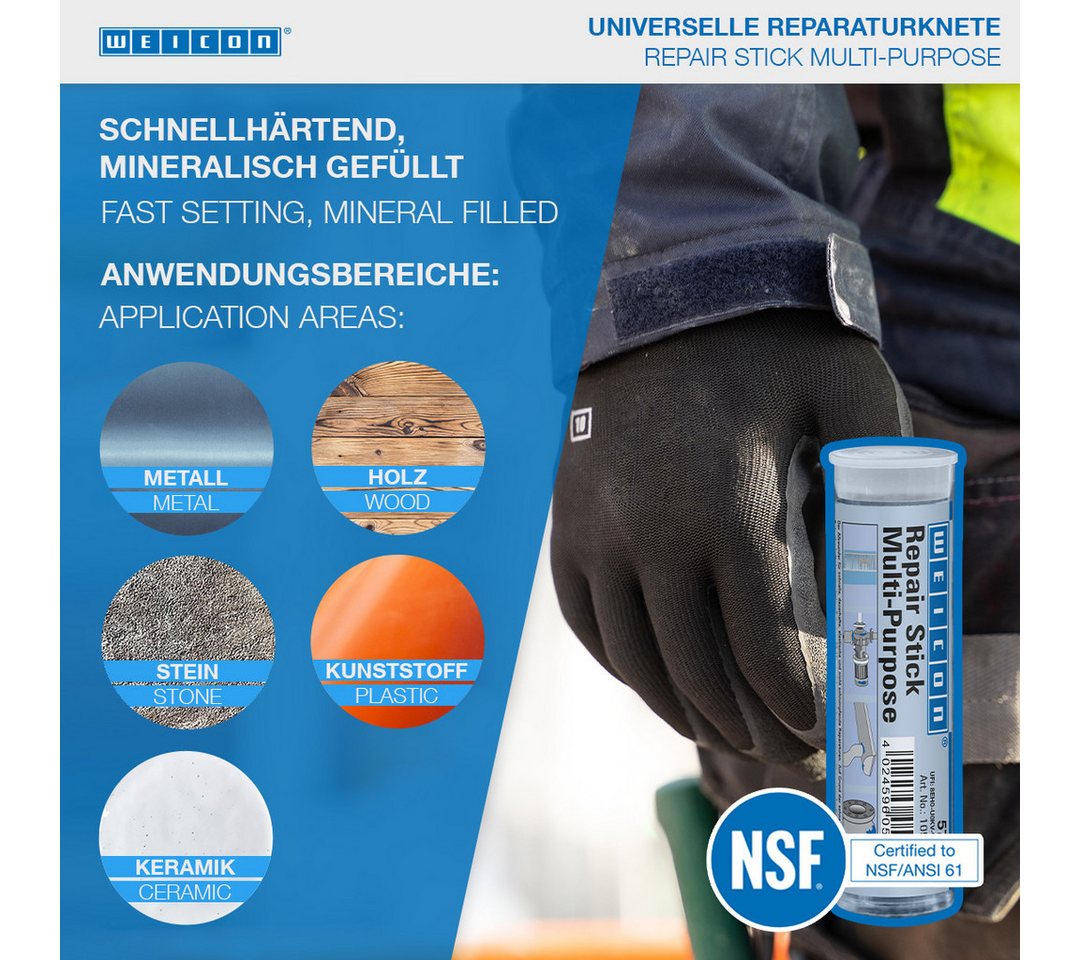 Thumbnail - WEICON Reparaturmasse Repair Stick Multi-Purpose für schnelle & dauerhafte Reparaturen, Epoxid, zum Kneten, (Dose), schn...