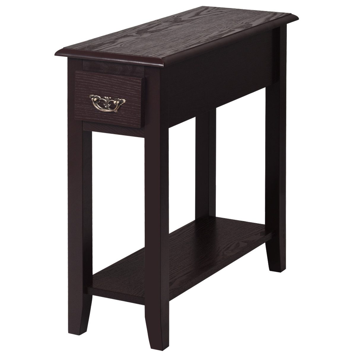 COSTWAY Konsolentisch (2-St), 2-stöckig, mit Ablage&Schublade, 60X25X60cm