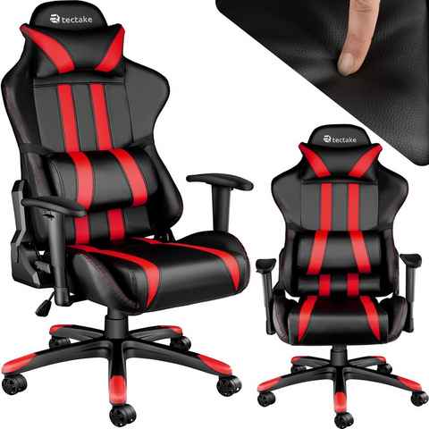 tectake Gaming-Stuhl Premium Racing Bürostuhl mit Streifen (1x Komplettset, 1 St), Rückenlehne bis 105° verstellbar