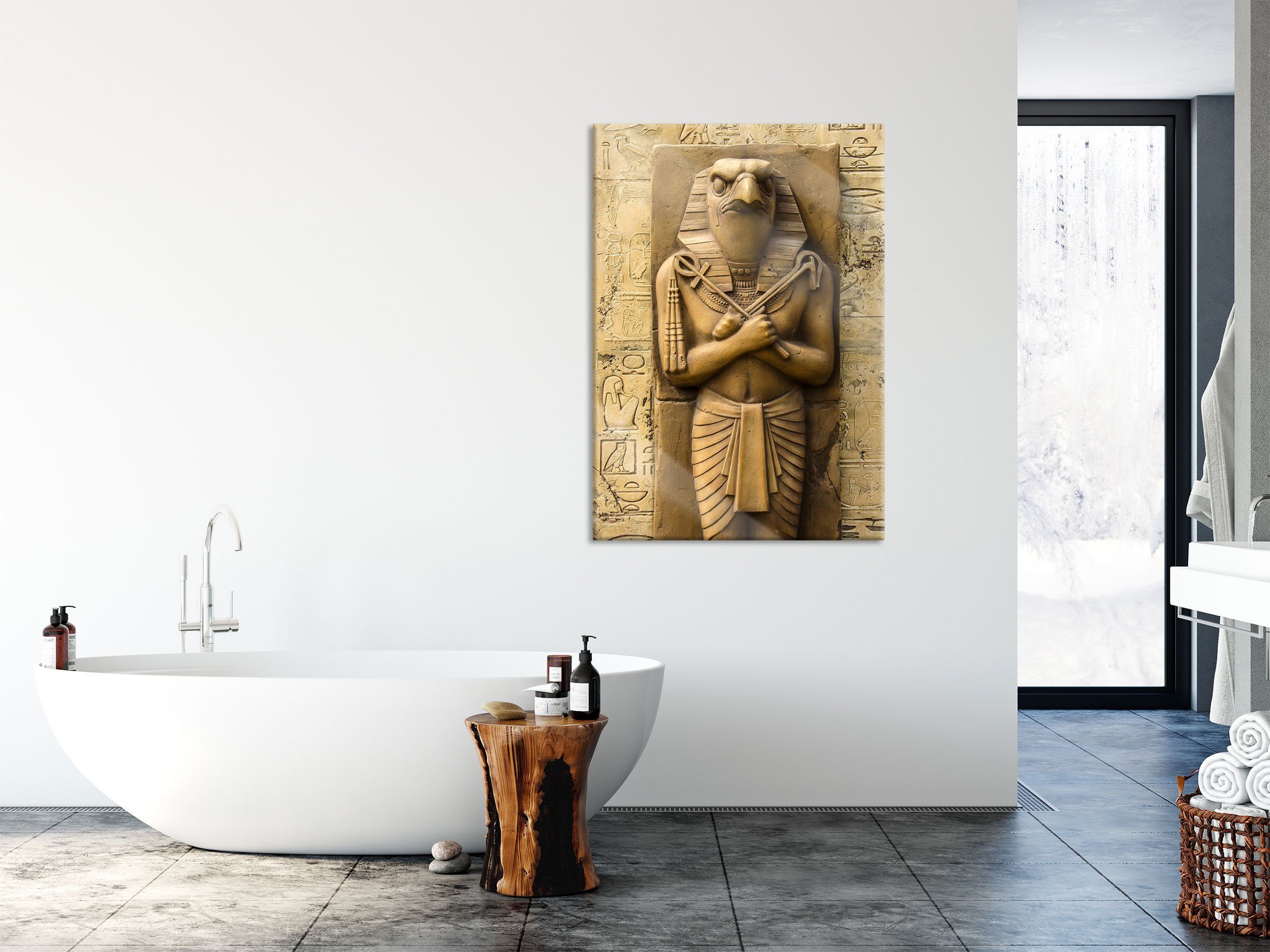 Pixxprint Glasbild Ägyptischer Gott Aufhängungen Echtglas, St), Glasbild Horus, (1 aus und inkl. Horus Gott Abstandshalter Ägyptischer