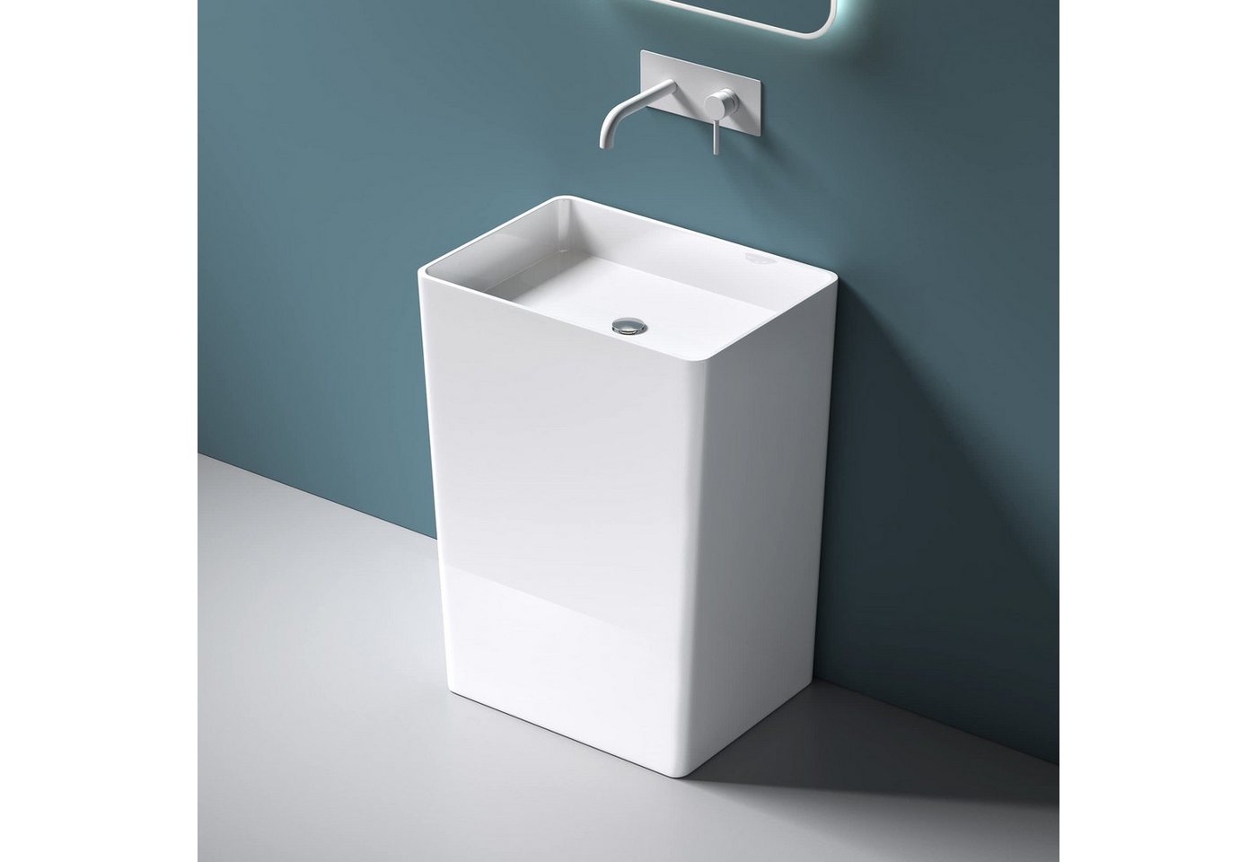 Thumbnail - Mai & Mai Aufsatzwaschbecken Design Standwaschbecken freistehend Col36 weiß, aus Mineralguss