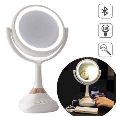 Mucola Schminkspiegel Kosmetikspiegel 1- und 5-fach Vergrößerung LED Beleuchtung Spiegel (Stück, 1-St., Premium-Spiegel), Bluetoothlautsprecher