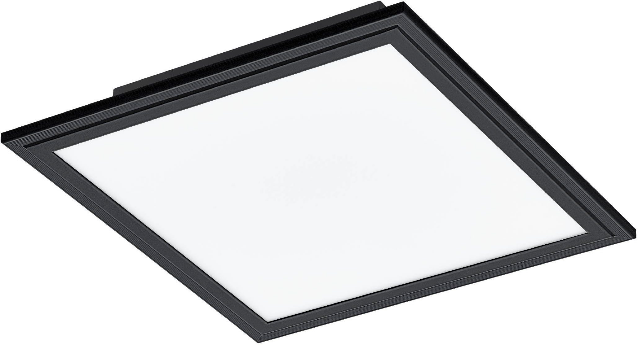EGLO Deckenleuchte Salobrena 1 Deckenlampe, weiß und schwarz, Aufbaulampe, Flurlampe, LED fest integriert, Neutralweiß, Aufbauleuchte für Büro, Flur und Küche, Bürolampe, 30x30 cm