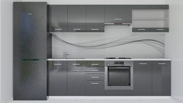 Roysson Home Hängeschrank 80 cm Küchenschrank mit Hochglänzenden hellgrauen Fronten