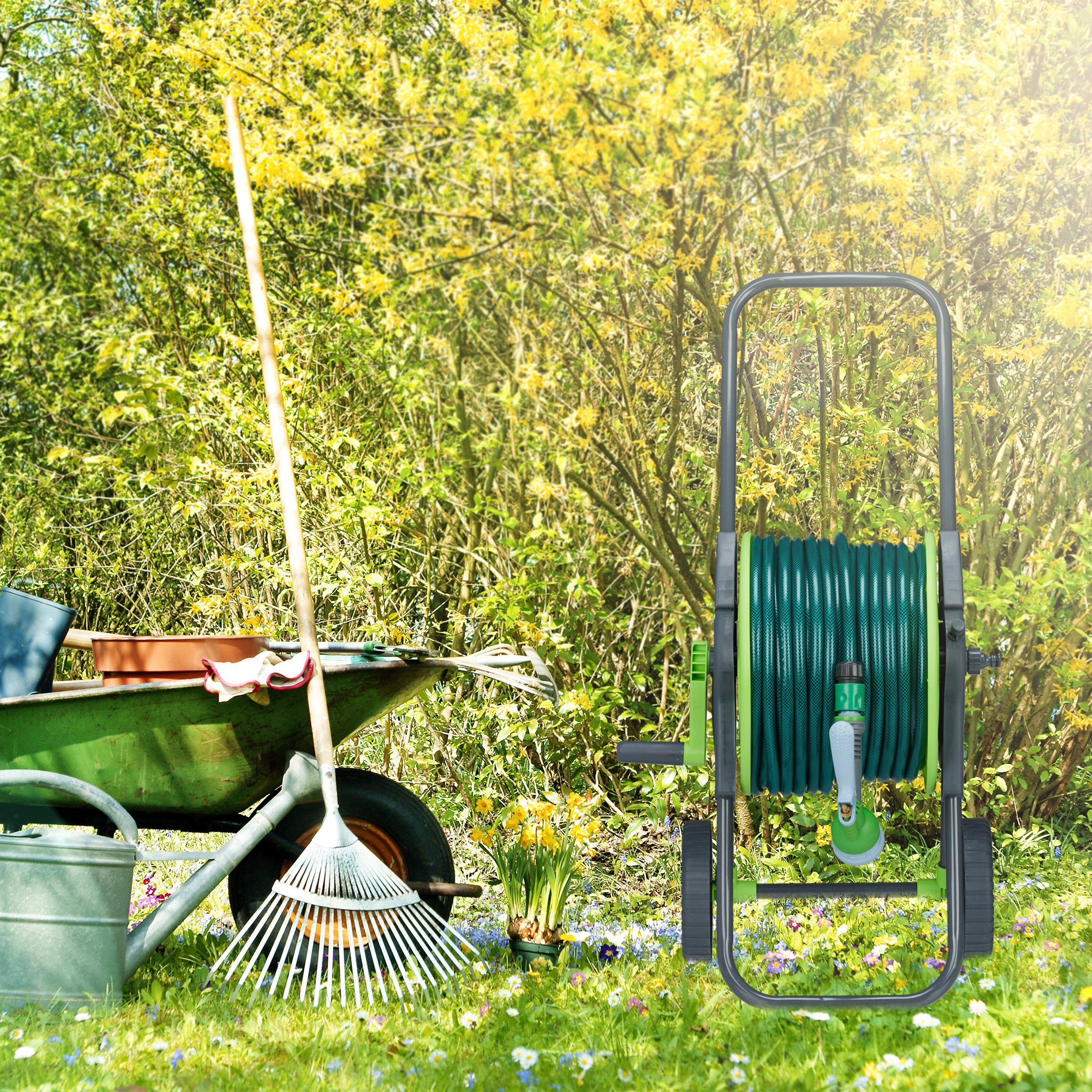 relaxdays Schlauchhalterung Schlauchwagen für 45 m Schlauch