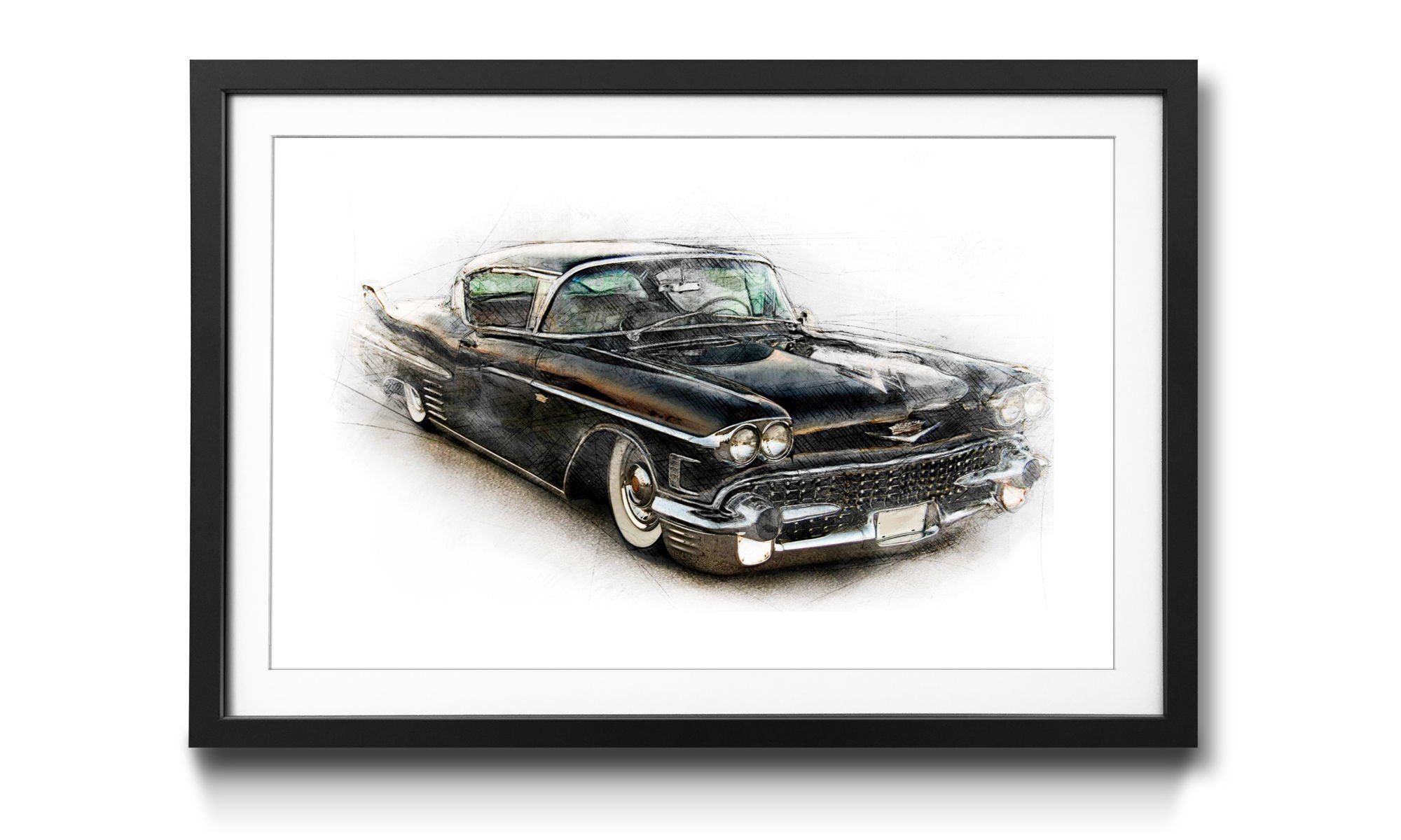 Cadillac, Auto, in WandbilderXXL Rahmen 4 Wandbild, mit Black Bild erhältlich Größen