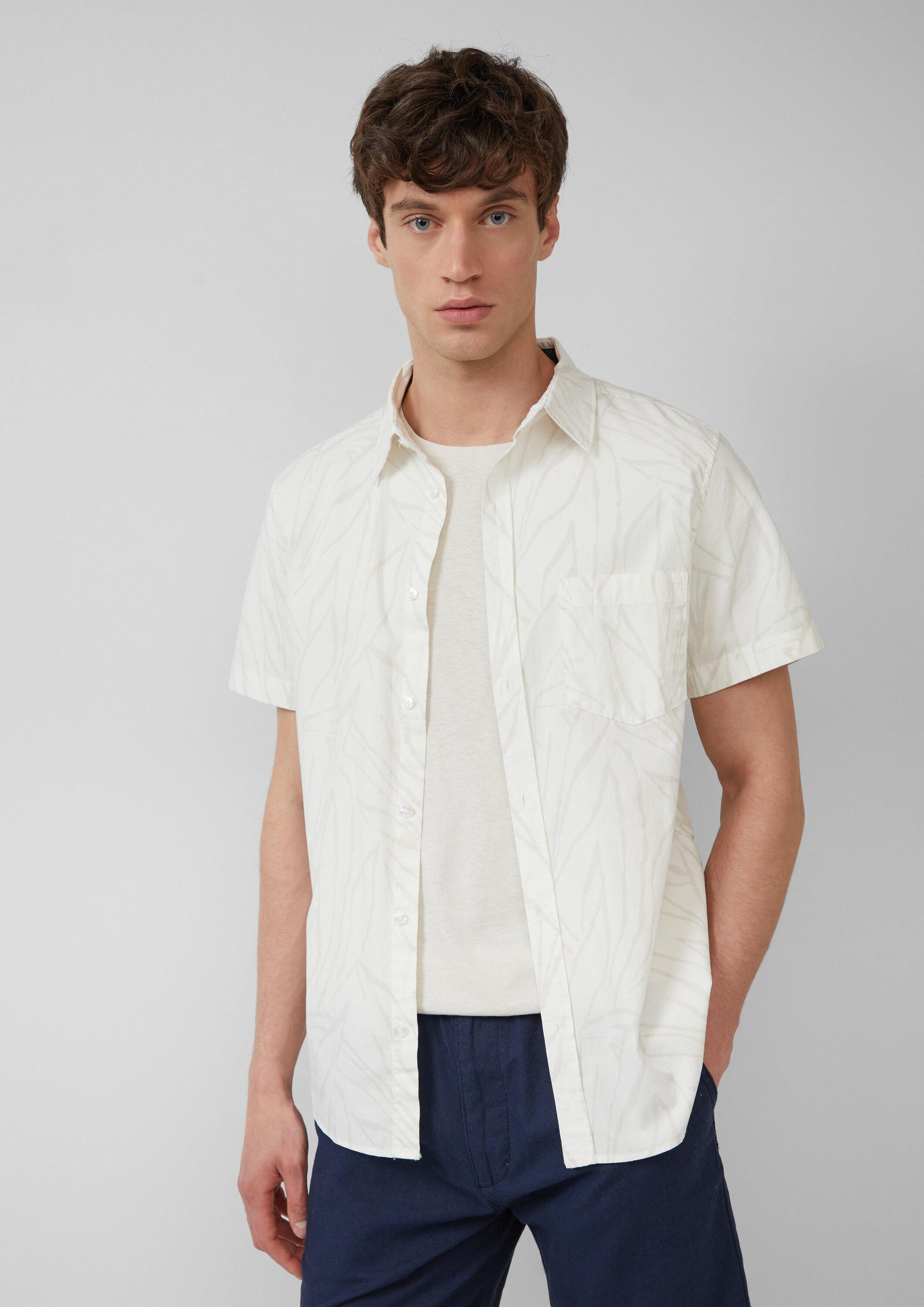 s.Oliver Kurzarmhemd Hemd Slim Fit: Gemustertes Kurzarmhemd mit Kentkragen