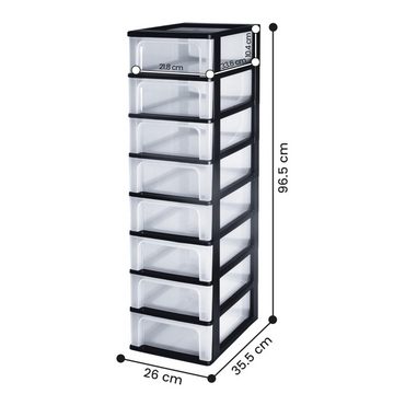 EBUY Aufbewahrungsbox Schwarzer vertikaler Aufbewahrungsturm mit 8 Schubladen (8 St)