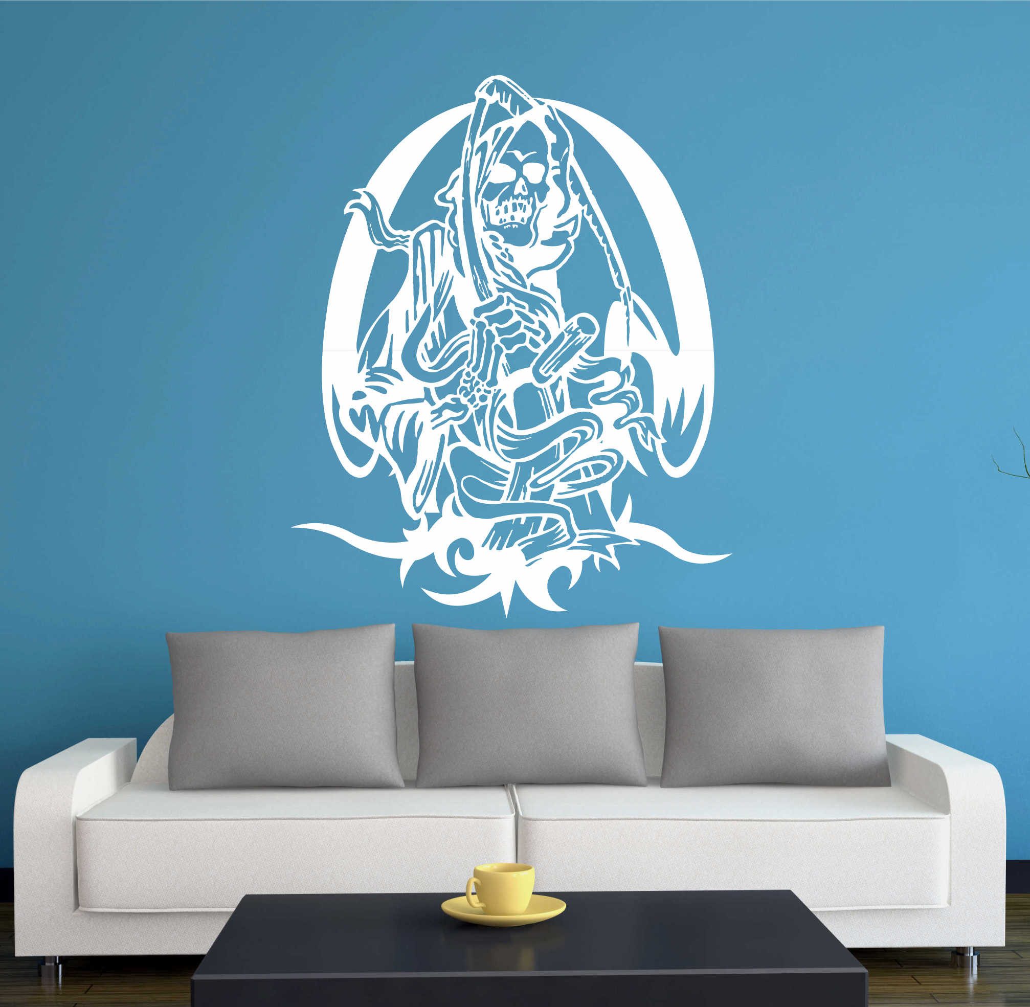INDIGOS UG Wandtattoo Wandtattoo - Wandaufkleber - w418 Skelett Schädel sehr filigran