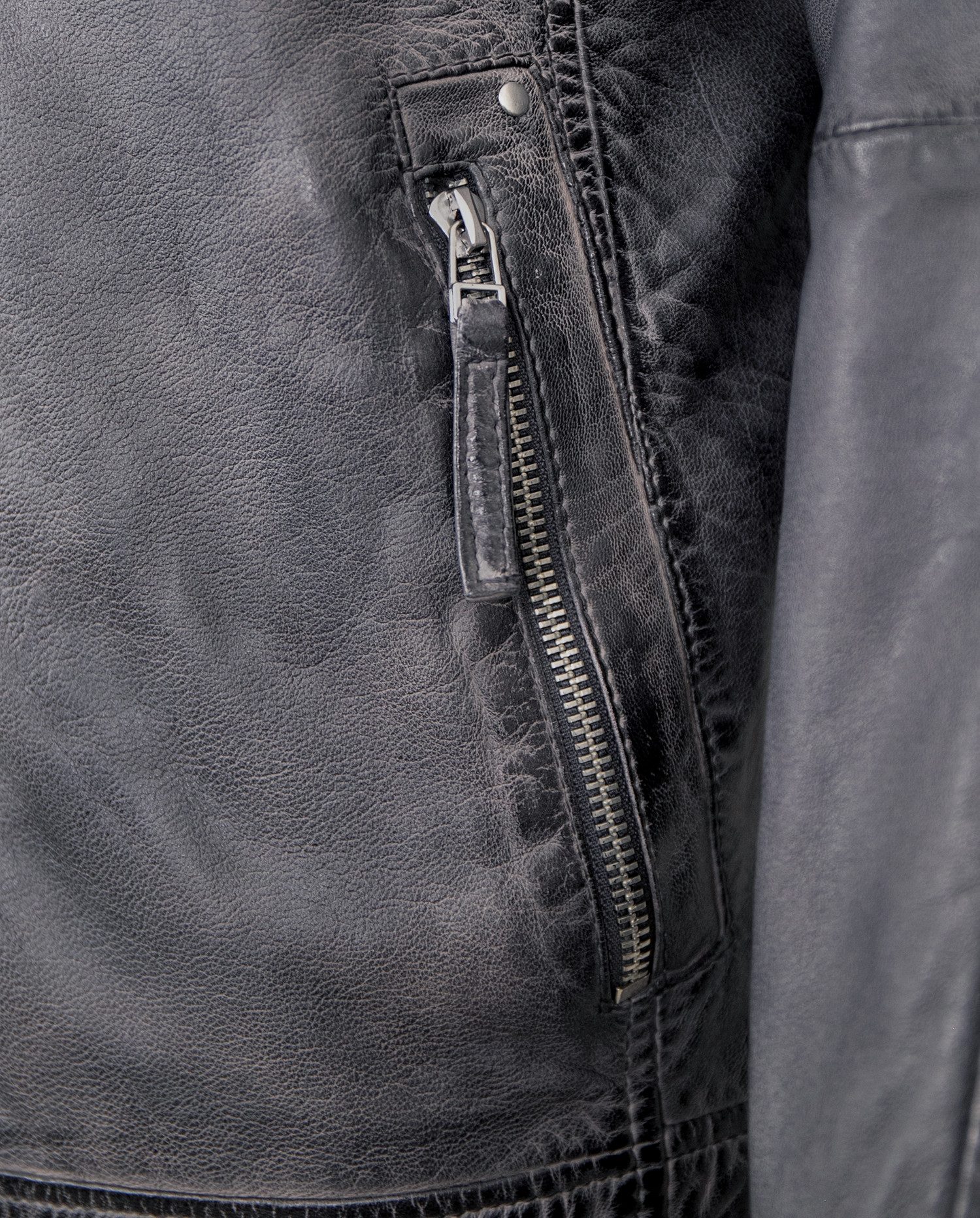Jilani Lederjacke Ronai Jilani - Herren Lederjacke Lammnappa grau-athra