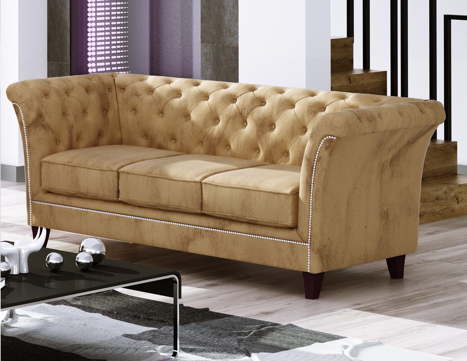 S-Style Möbel Chesterfield-Sofa 3-Sitzer Rainsburg aus günstig online kaufen