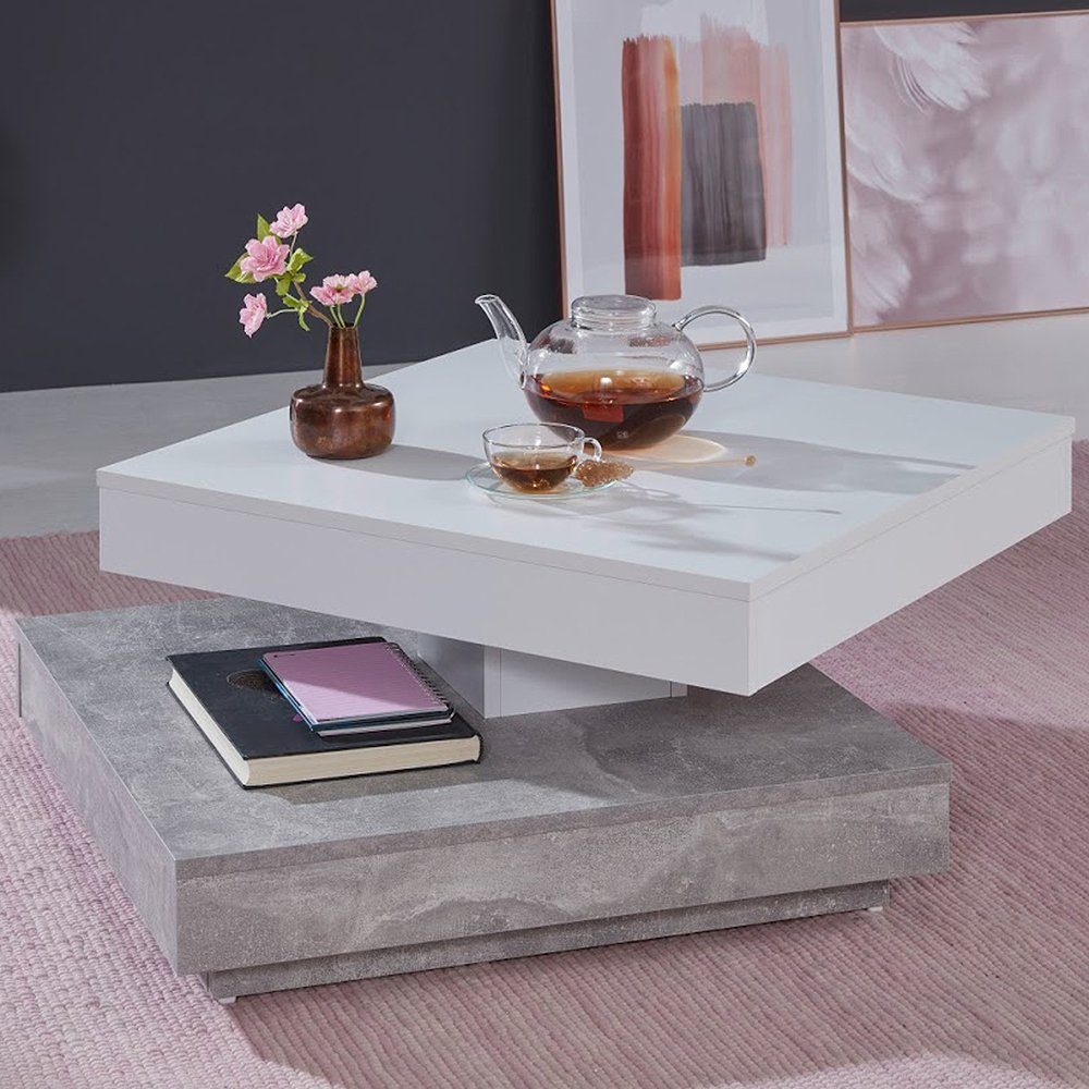 trendteam Couchtisch, Wohnzimmertisch Sofatisch Beistelltisch drehbar Beton günstig online kaufen