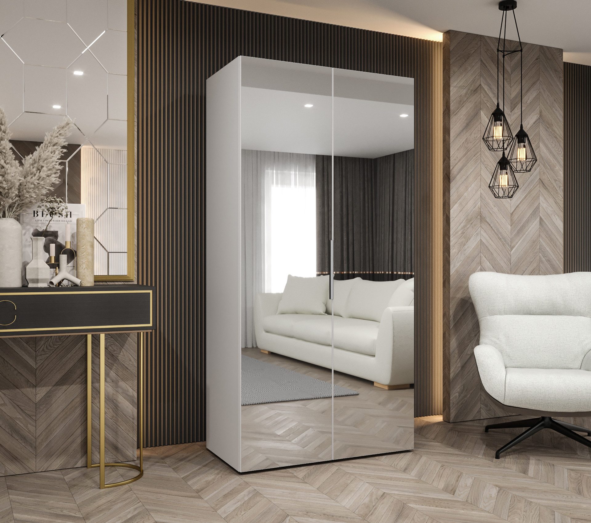 ABIKS MÖBEL Drehtürenschrank MARBELLA 3 Schlafzimmerschrank mit Kleiderstange und Regalen – Bild 3 von 5
