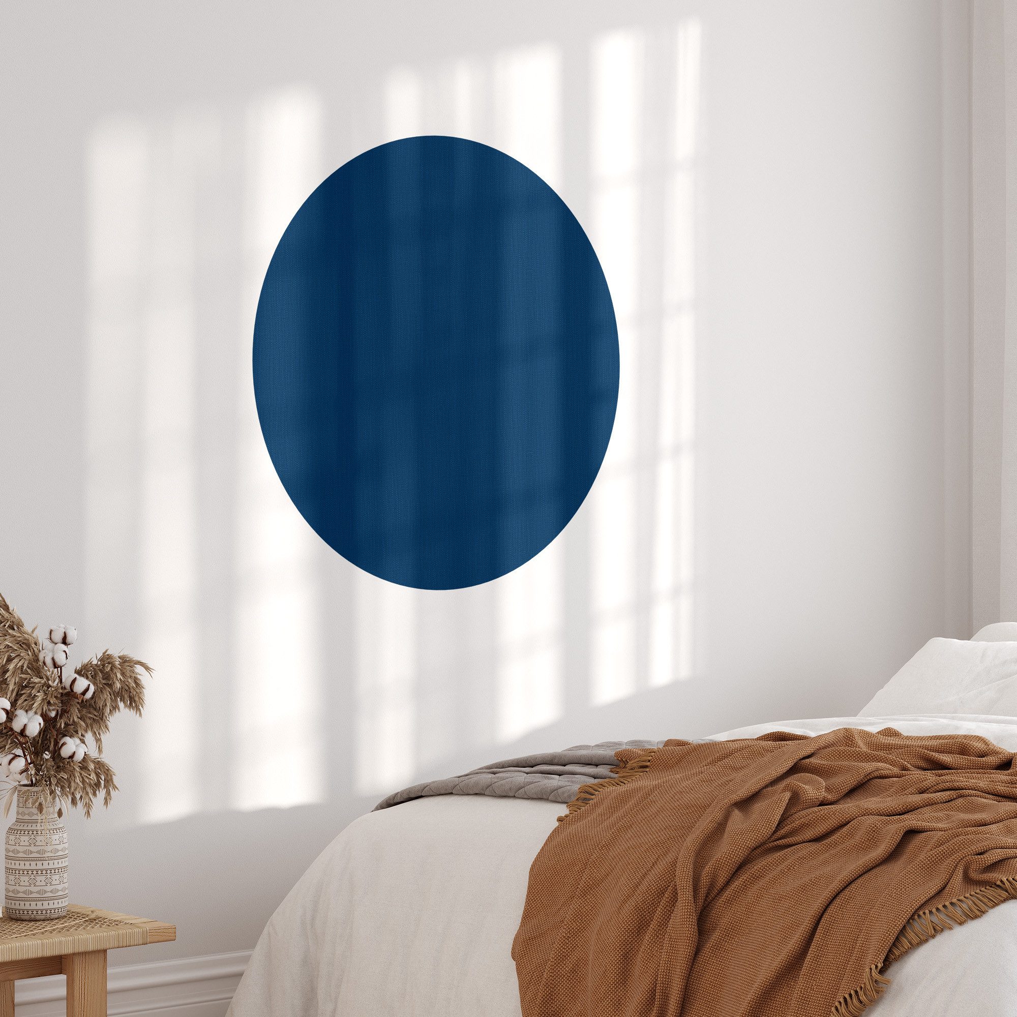DEQORI Fototapete 'Unifarben - Dunkelblau', Rund, matte Leinwandstruktur, bedruckt, (1 St), selbstklebend Wandtattoo Motiv Wandtapete Wand Sticker Bild Tapete
