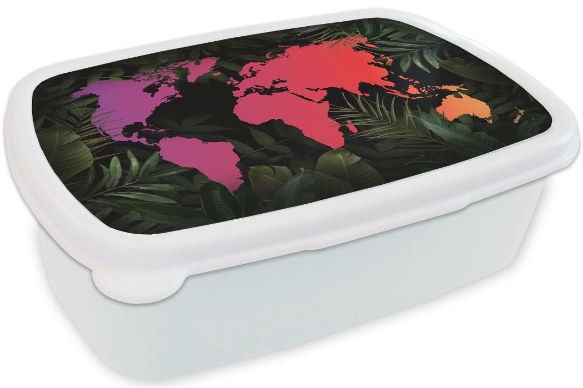 - MuchoWow Brotbox Kunststoff, für Kinder Farben Mädchen und Brotdose, Weltkarte Lunchbox weiß Jungs - (2-tlg), und für Pflanzen, Erwachsene,