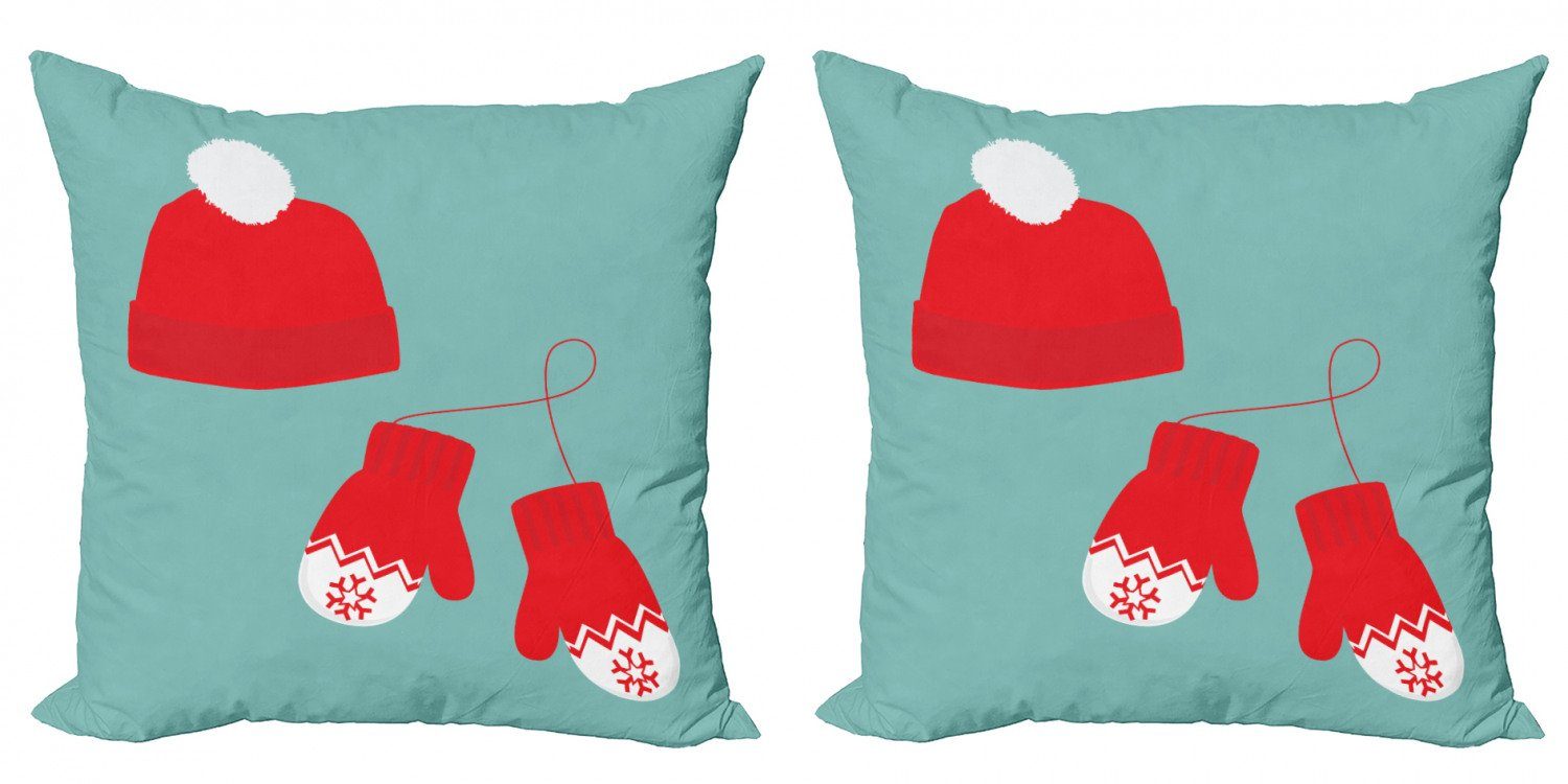 Kissenbezüge Modern Accent Doppelseitiger Digitaldruck, Hut Paar (2 Abakuhaus Handschuhe Stück), Ein Weihnachten