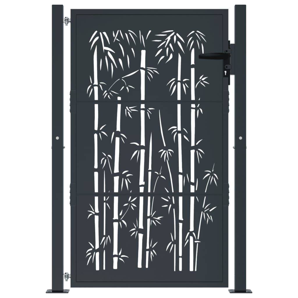vidaXL Gartentor 100 x 125 cm Gartentor Anthrazit 105x130 cm Stahl Bambus-Design Abschl