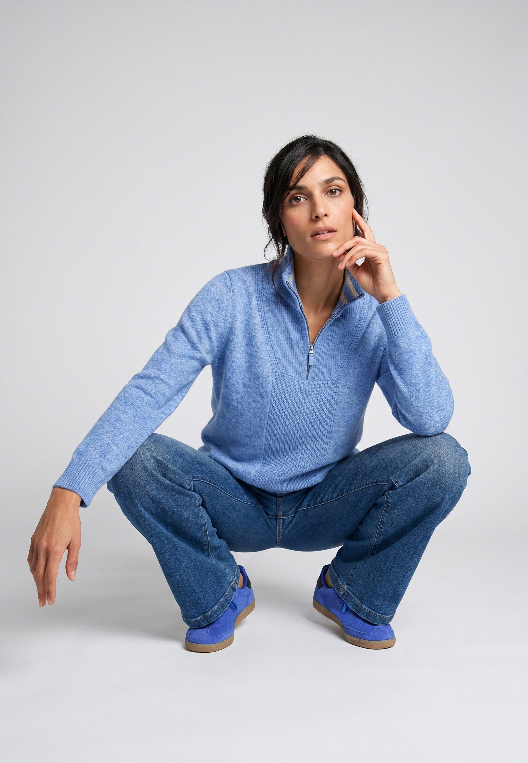 Olsen Strickpullover mit Troyerkragen und Reißverschluss – Bild 5 von 5