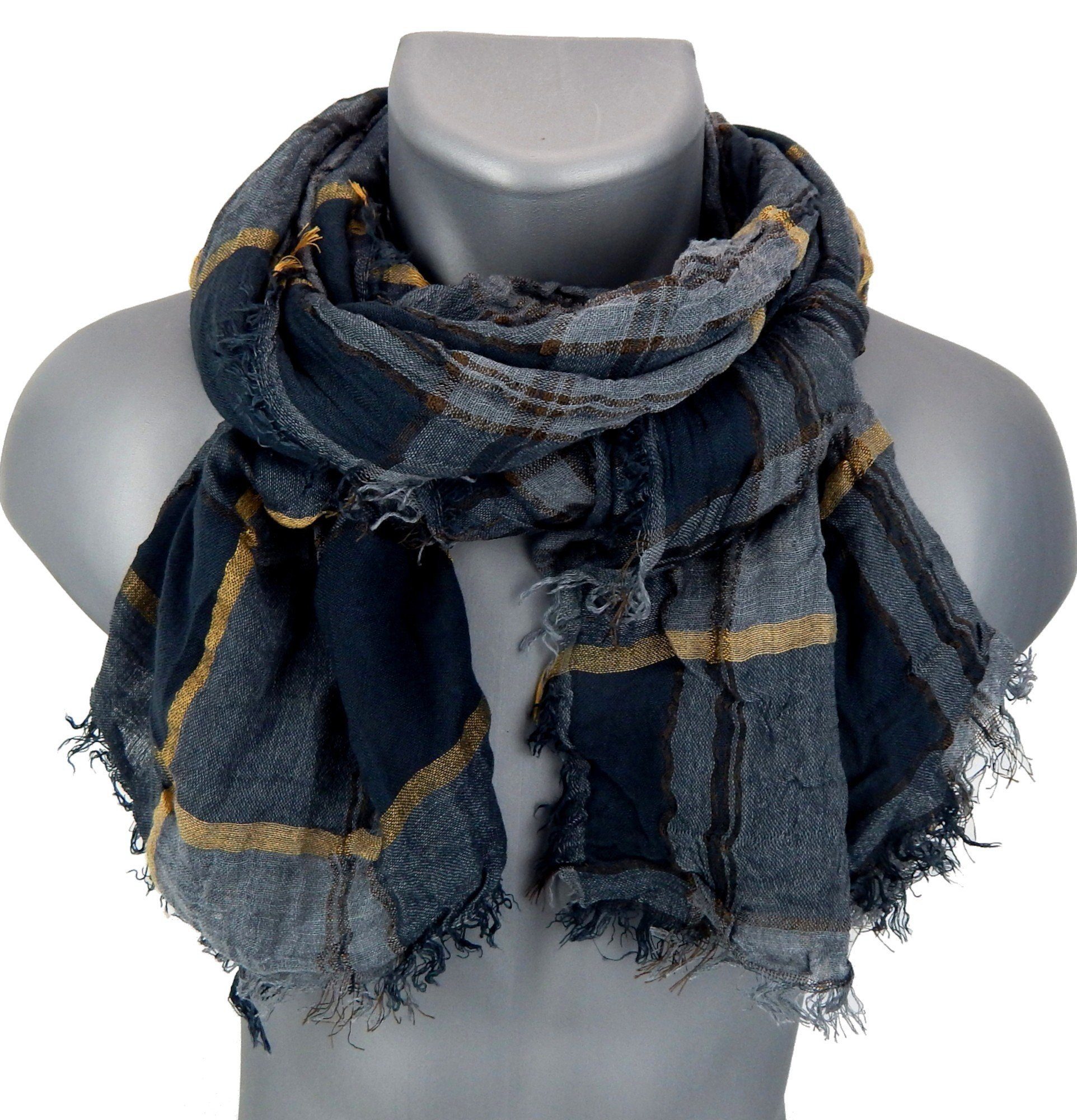Ella Jonte Modeschal, edler weicher Herrenschal mit Streifen-Design – 100% Viskose