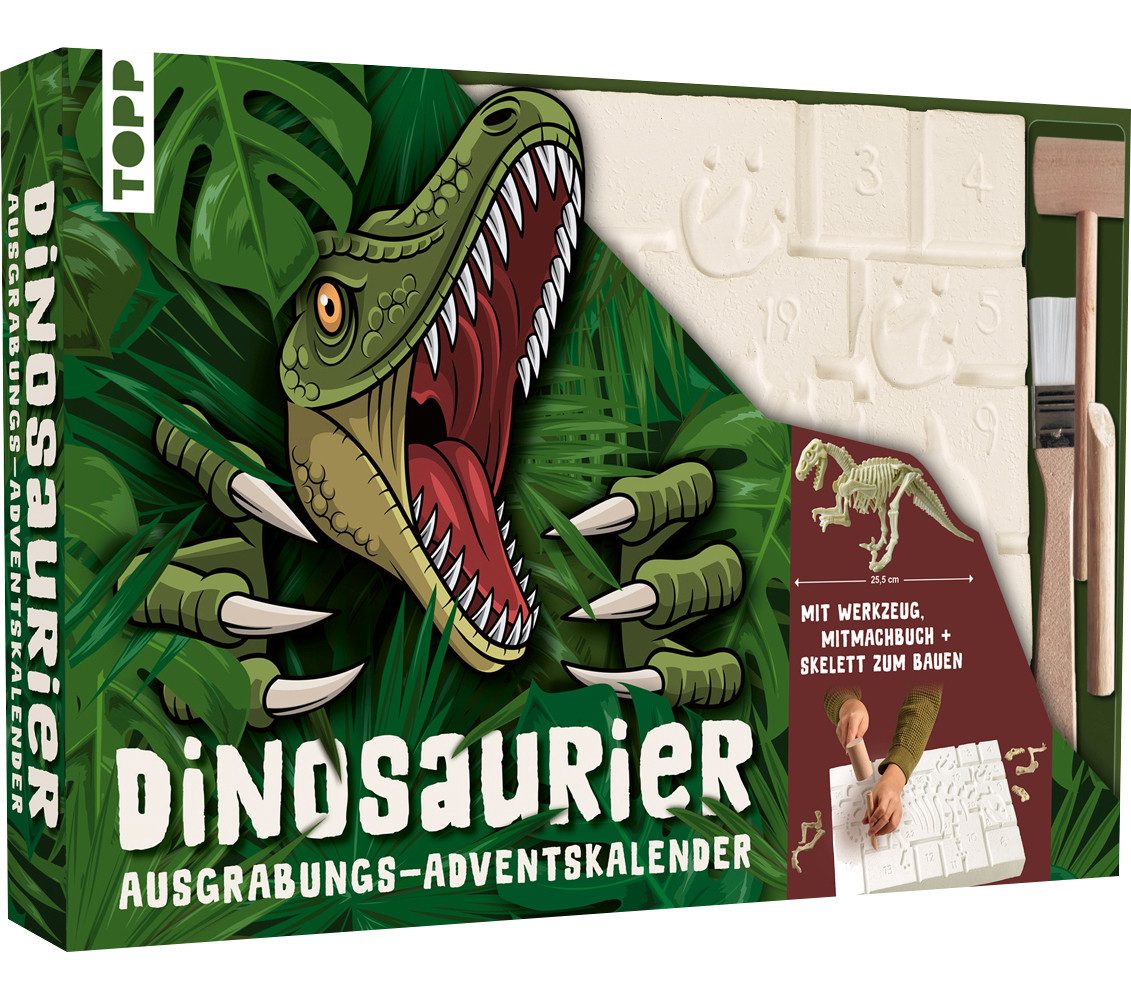 Topp Kreativset Adventskalender 'Dinosaurier - Ausgrabungs-Spaß!', 39,5x25,5cm