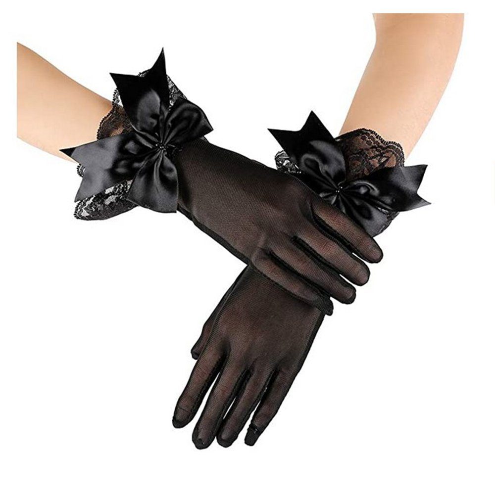 Brautkleider, Kleiderhandschuhe,Schmetterlingsknotenhandschuhe Braut Abendhandschuhe Schwarz SCHUTA