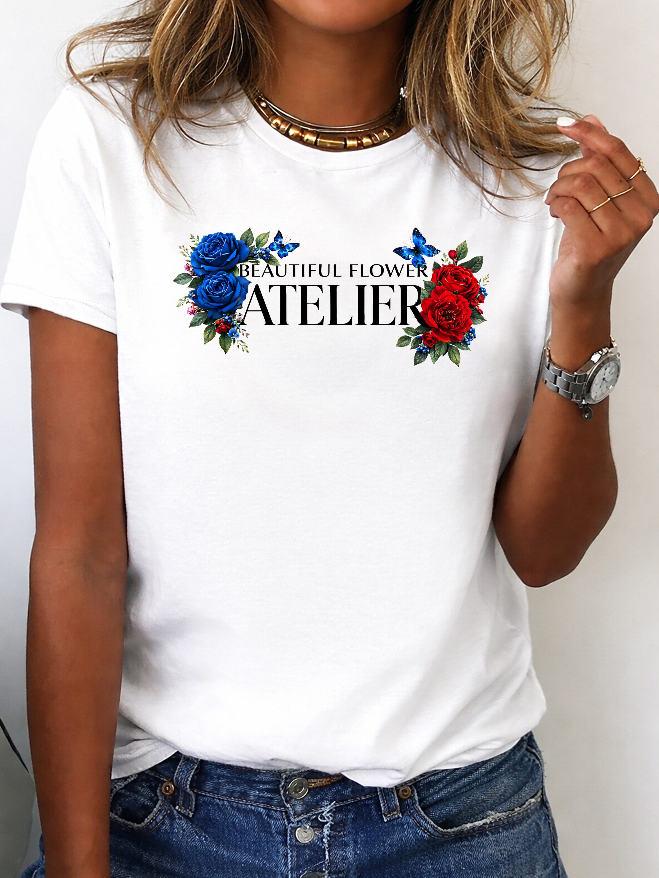 RMK T-Shirt Damen Shirt Rundhals Basic "Beautiful"