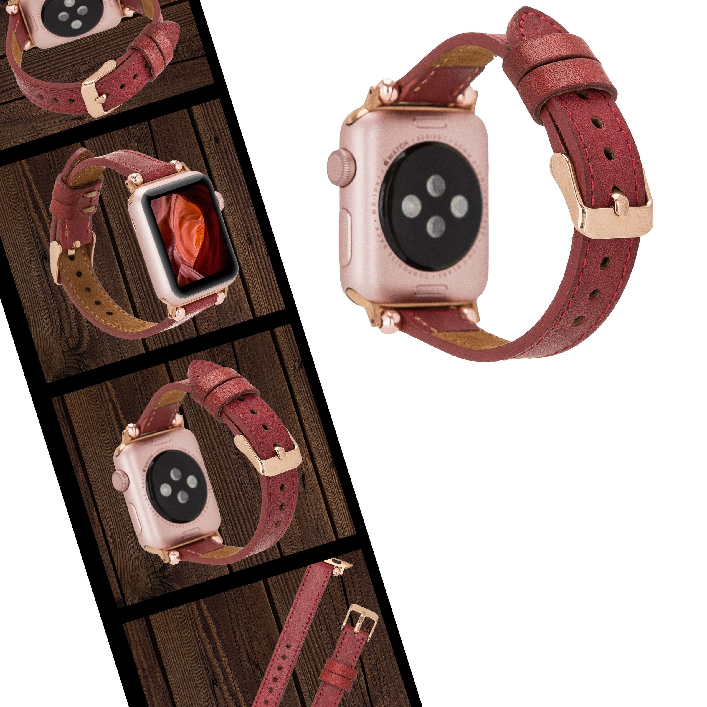 Renna Leather Uhrenarmband Apple Watch Band für Series 11/10/ Ultra/9/SE/8-1 Echtleder Armband
