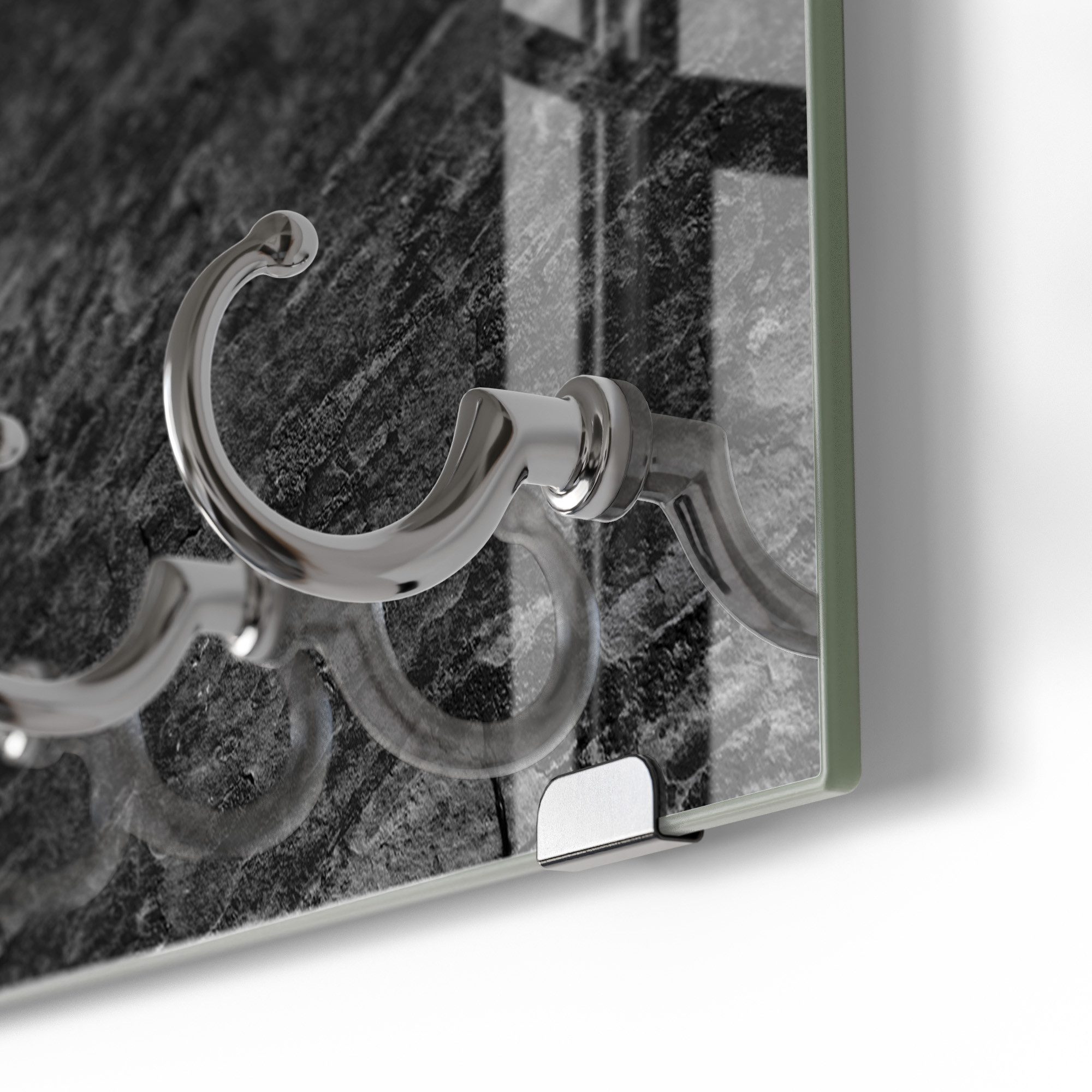 DEQORI Schlüsselbrett 'Dunkle Steinstruktur', (1 St), Schlüsselhalter Schlüssel Haken Schlüsselboard modern Schlüsselleiste