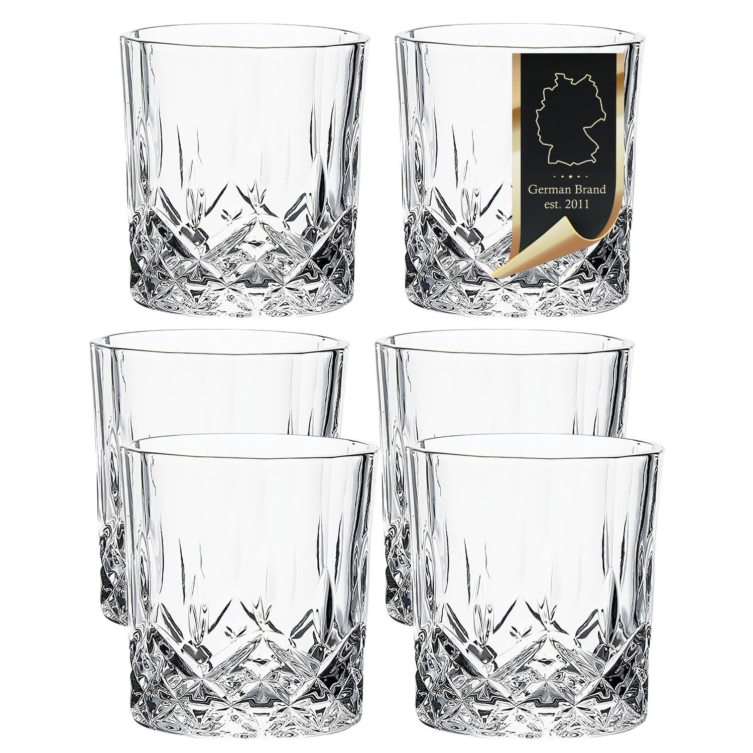 Intirilife Стекло-Set, Glas, Getränke Glas - 6er Pack Kristallglas - 200ml, nobles Glas, Glaskunst