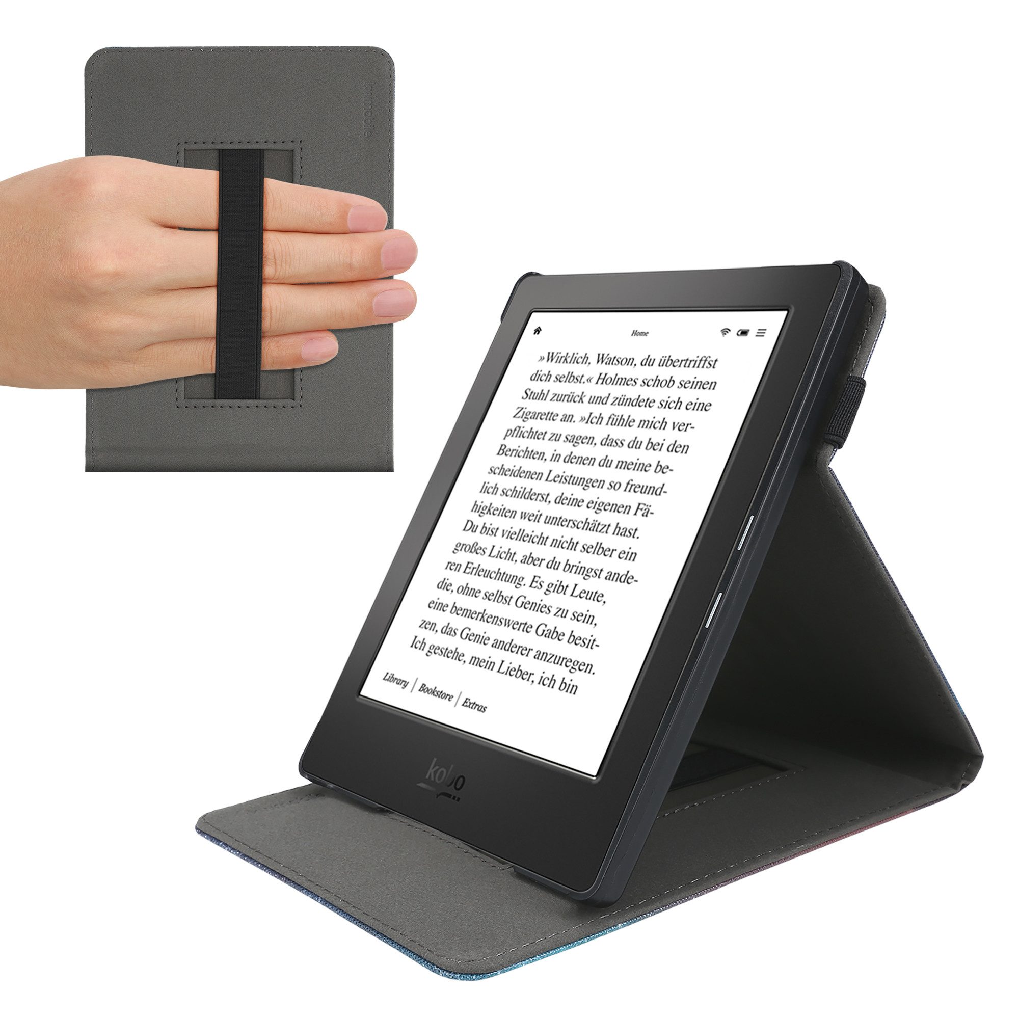 kwmobile E-Reader-Hülle Hülle für Amazon Kindle Paperwhite 11. Generation 2021, Schlaufe Ständer - e-Reader Schutzhülle - Flip Cover Case