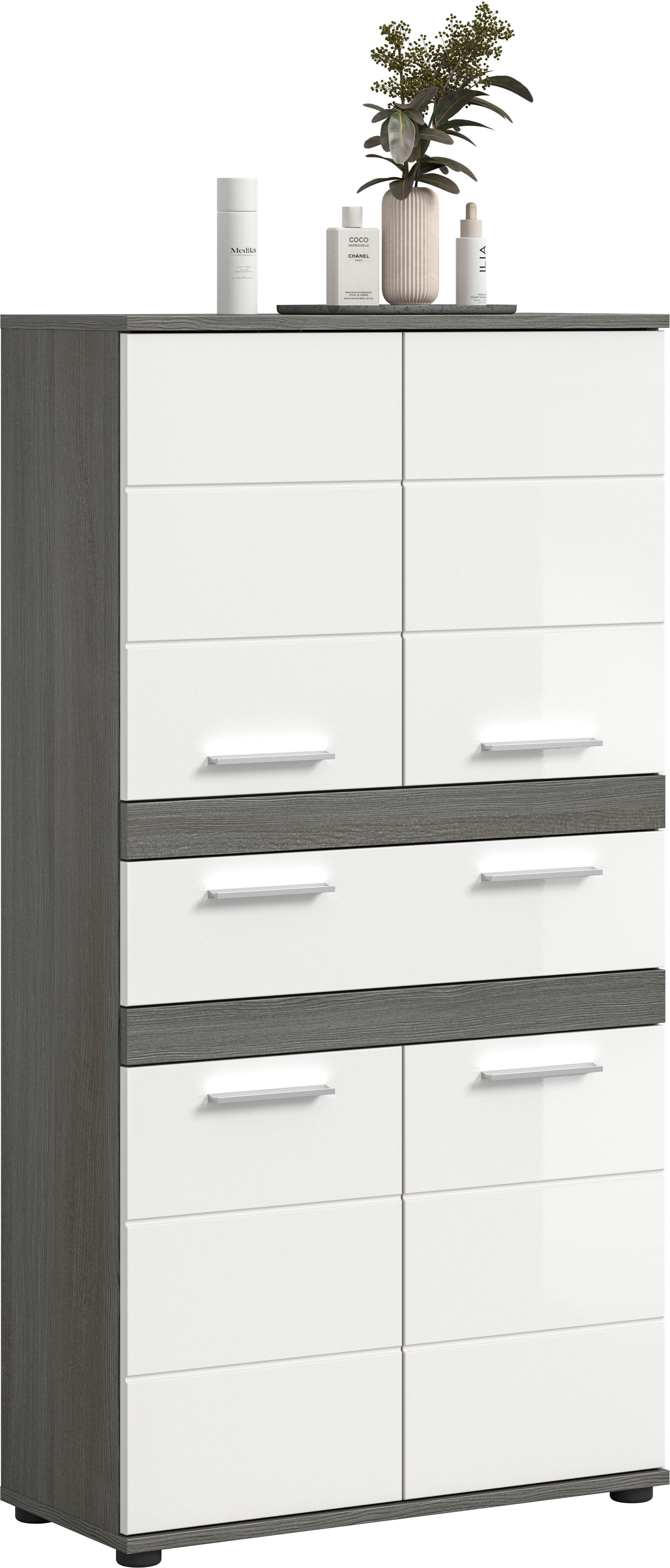 welltime Hochschrank LUCCA, Höhe 137cm, 4 Türen, 1 Schubkasten, 4 Fächer (in verschiedenen Farben erhältlich, große Typenauswahl) Badschrank, Badmöbel, Badezimmer, Universalschrank, Mehrzweckschrank