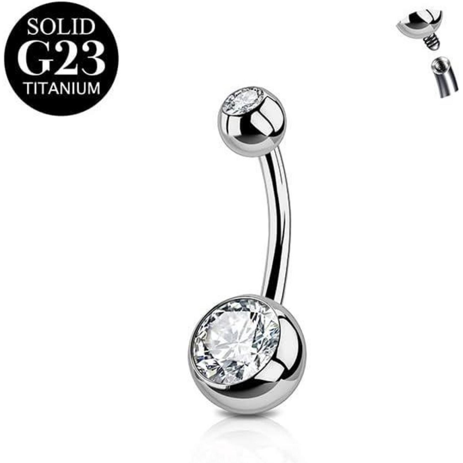 Bauchnabelpiercing Bauchnabelpiercing 14G Titan Silber Barbell 6 8 10 12 A-10mm-Silber