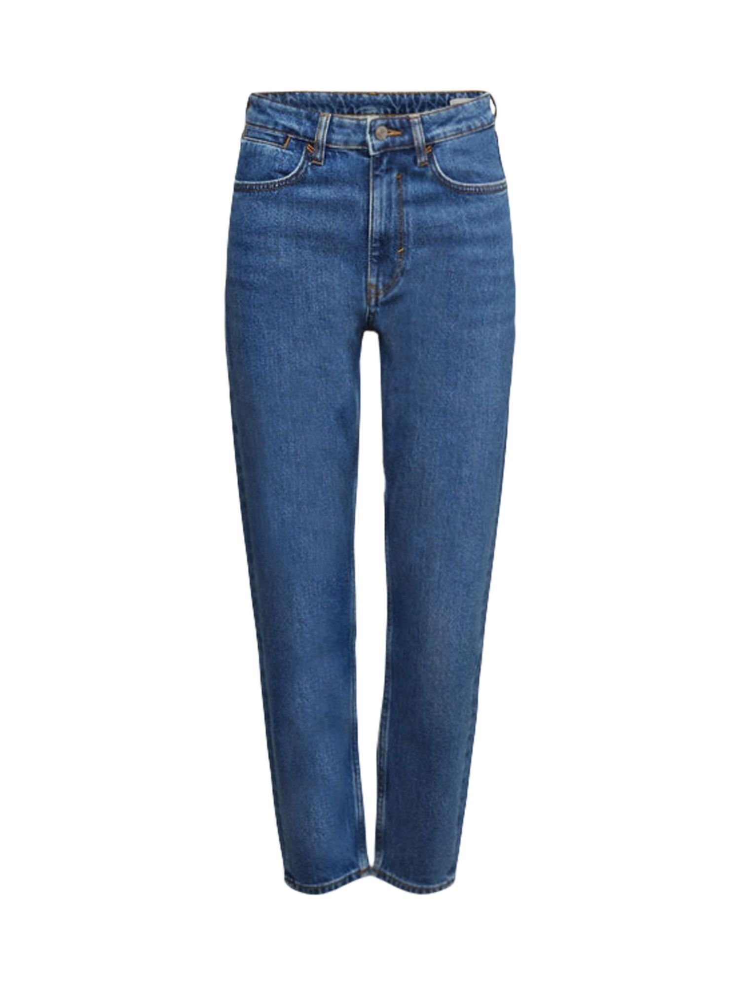 Esprit 7/8-Jeans Jeans mit hohem Bund und geradem Beinverlauf BLUE MEDIUM WASHED