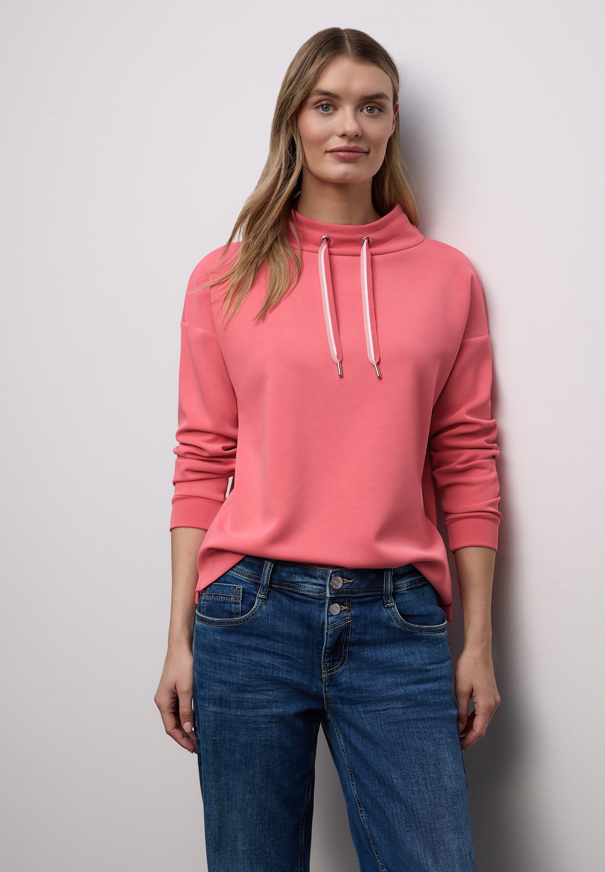 STREET ONE Sweatshirt mit Stehkragen und Kordelzug
