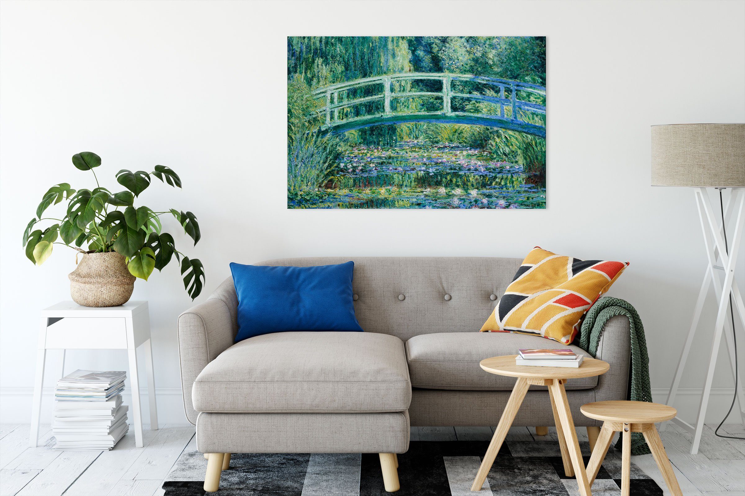 Pixxprint Leinwandbild Claude Monet - Seerosen und japanische Brücke, Claud günstig online kaufen