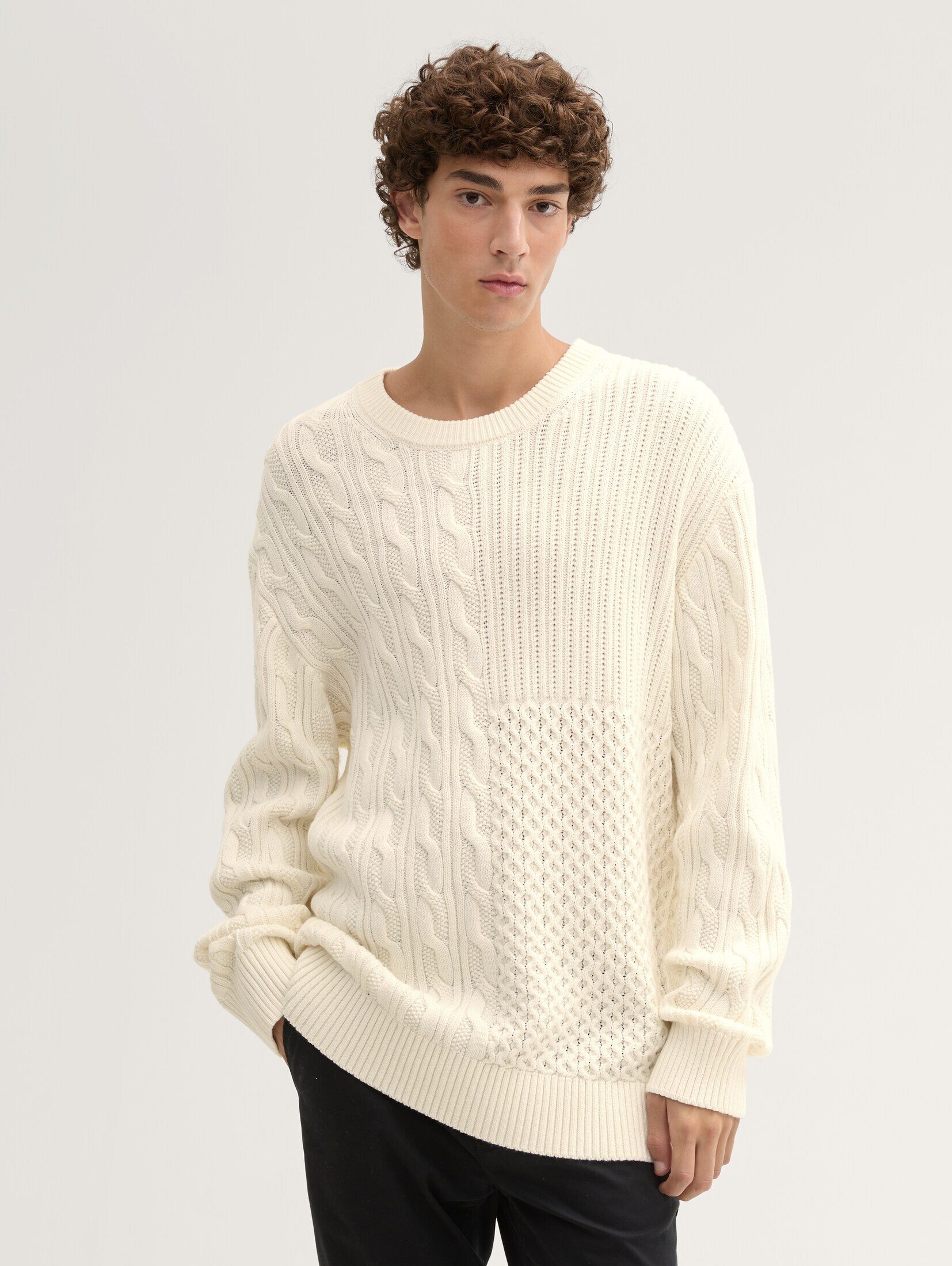 Strickpullover Relaxed Pullover mit Zopfmuster